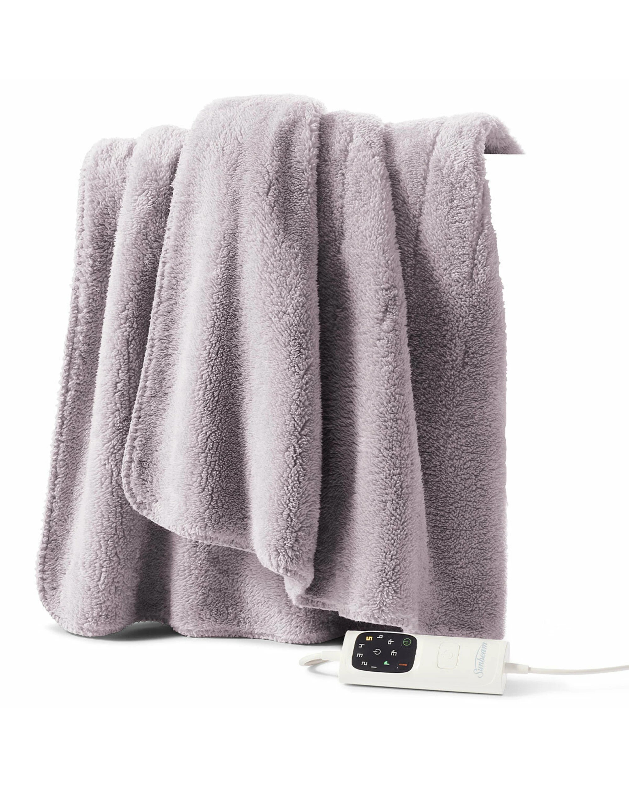 1 Sunbeam Feel Perfect Cosy Sherpa Fleece Heated Throw, 1 of 5