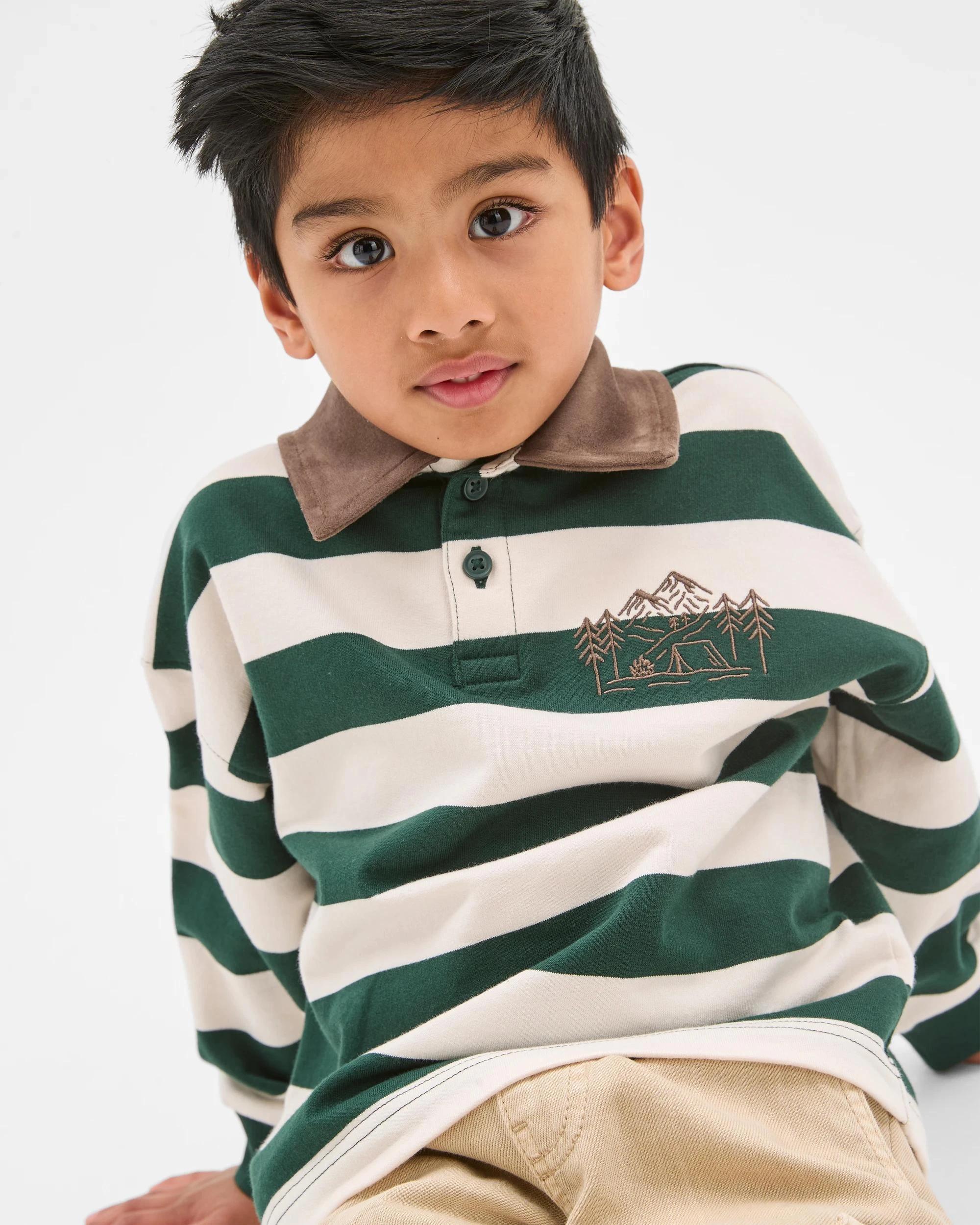 5 Target Kids Australian Cotton Rugby Top GREEN STRIPE, 5 of 8