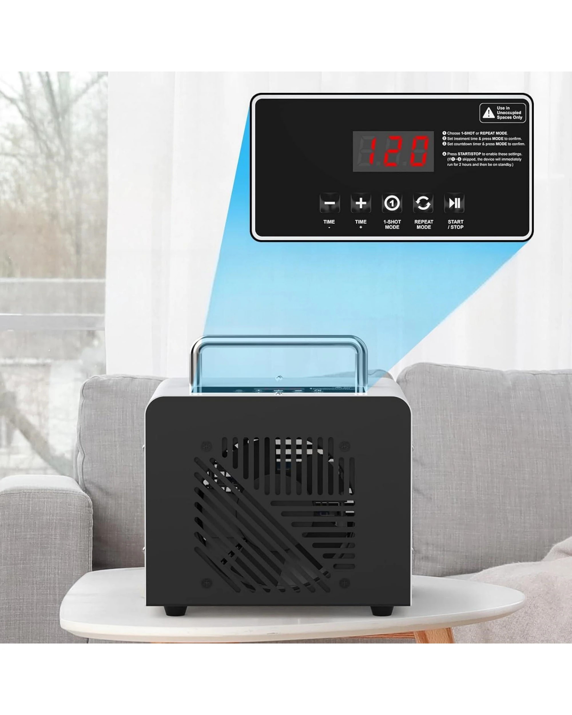 4 Advwin Ozone Generator, 40000mg/h Air Purifier Machine with Digital LCD Display, 4 Modes - White, 4 of 9