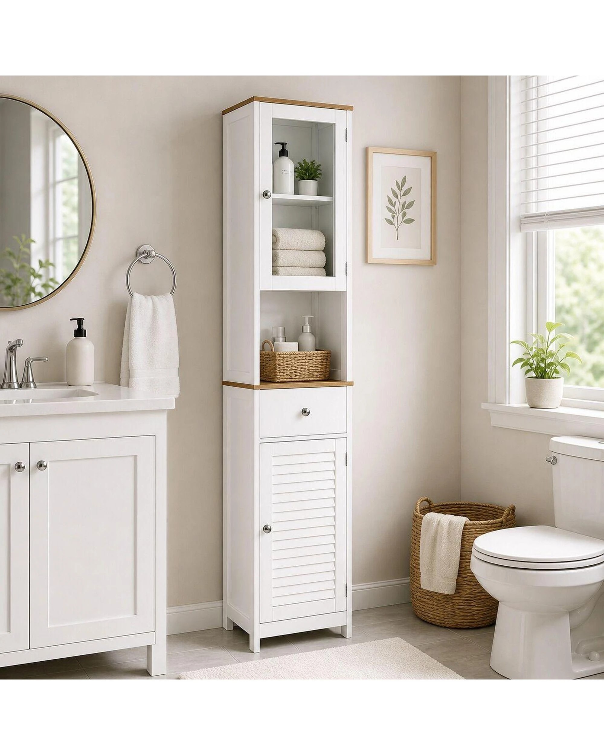 9 Auston Tall Bathroom Storage Cabinet, 9 of 10