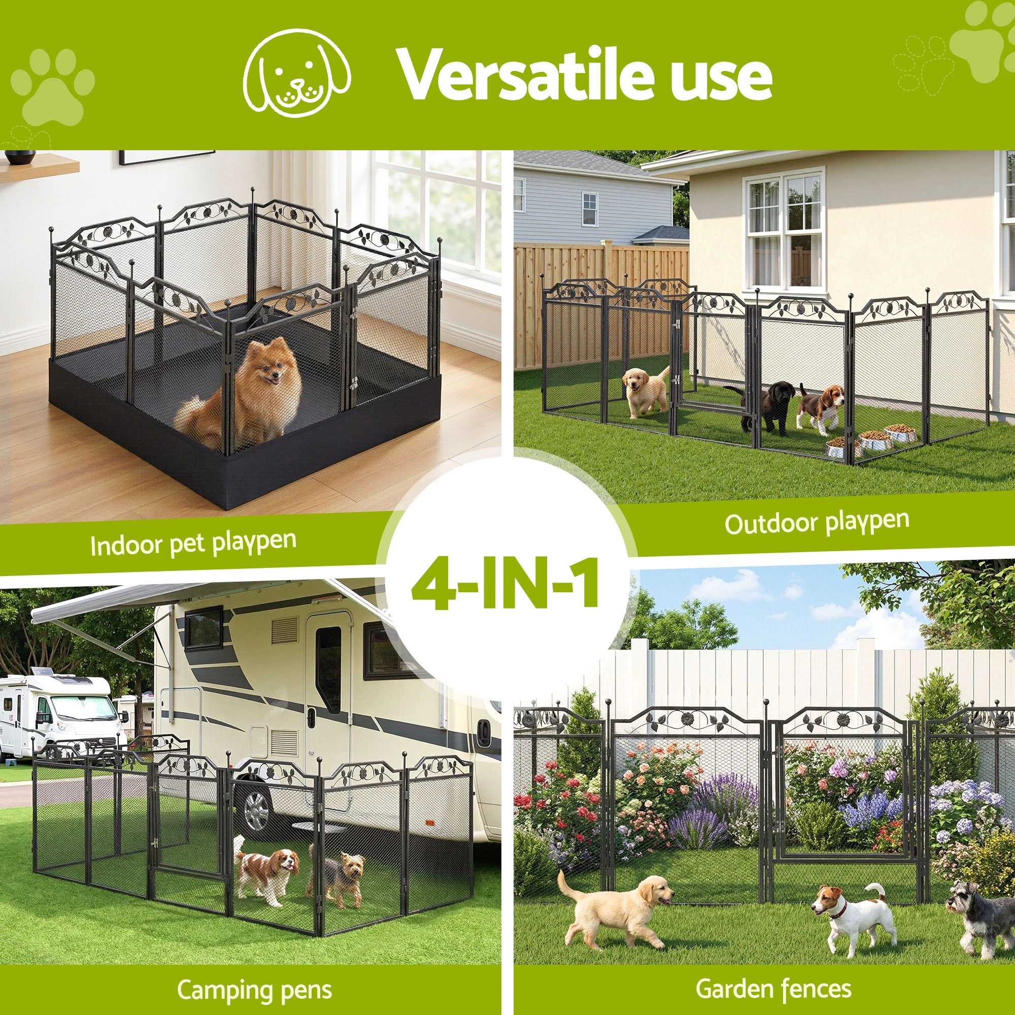 5 i.Pet Pet Dog Playpen Heavy-Duty Enclosure Multi-Configuration Indoor Outdoor - Black, 5 of 5