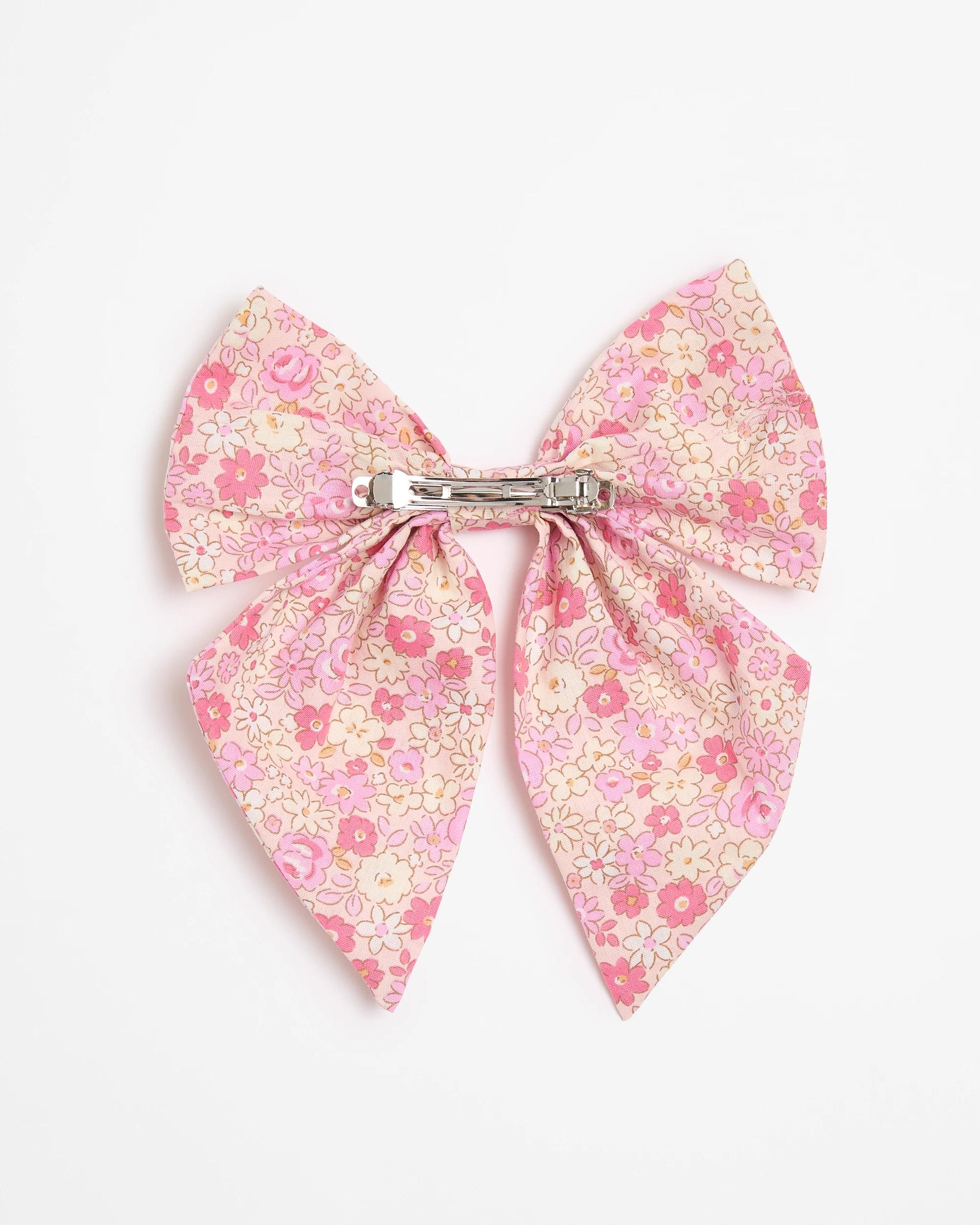 2 Target Kids Retro Floral Bow Clip PINK, 2 of 2