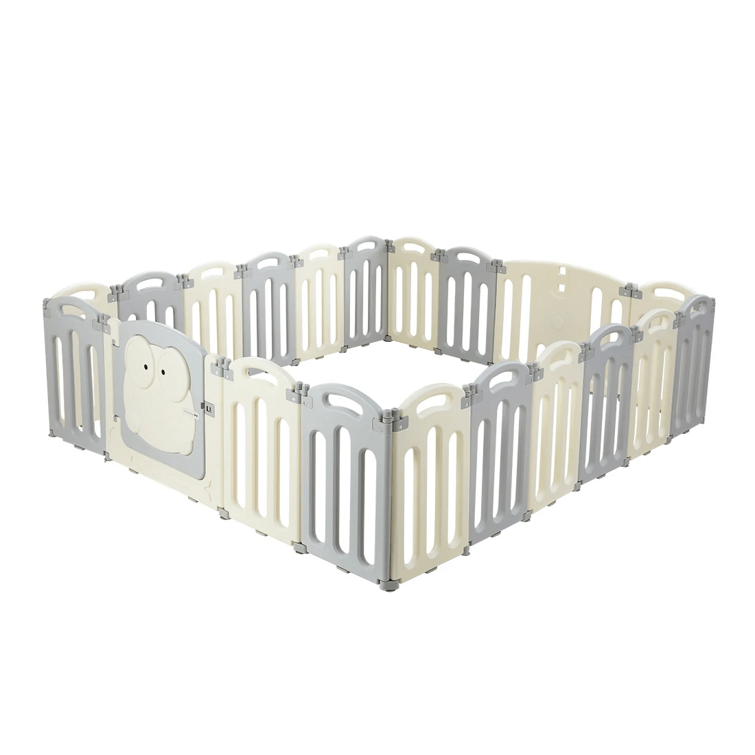 1 Keezi Baby Playpen 20 Panels Foldable Toddler Fence Safety Play Activity Centre - Grey, 1 of 6