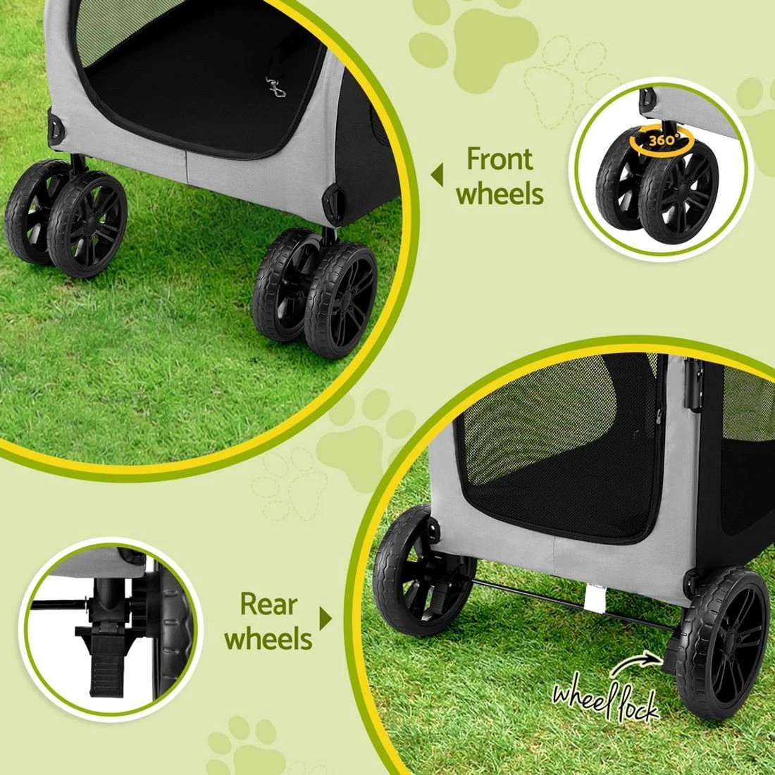7 i.Pet Pet Stroller Dog Pram Large Carrier
 - black, 7 of 7
