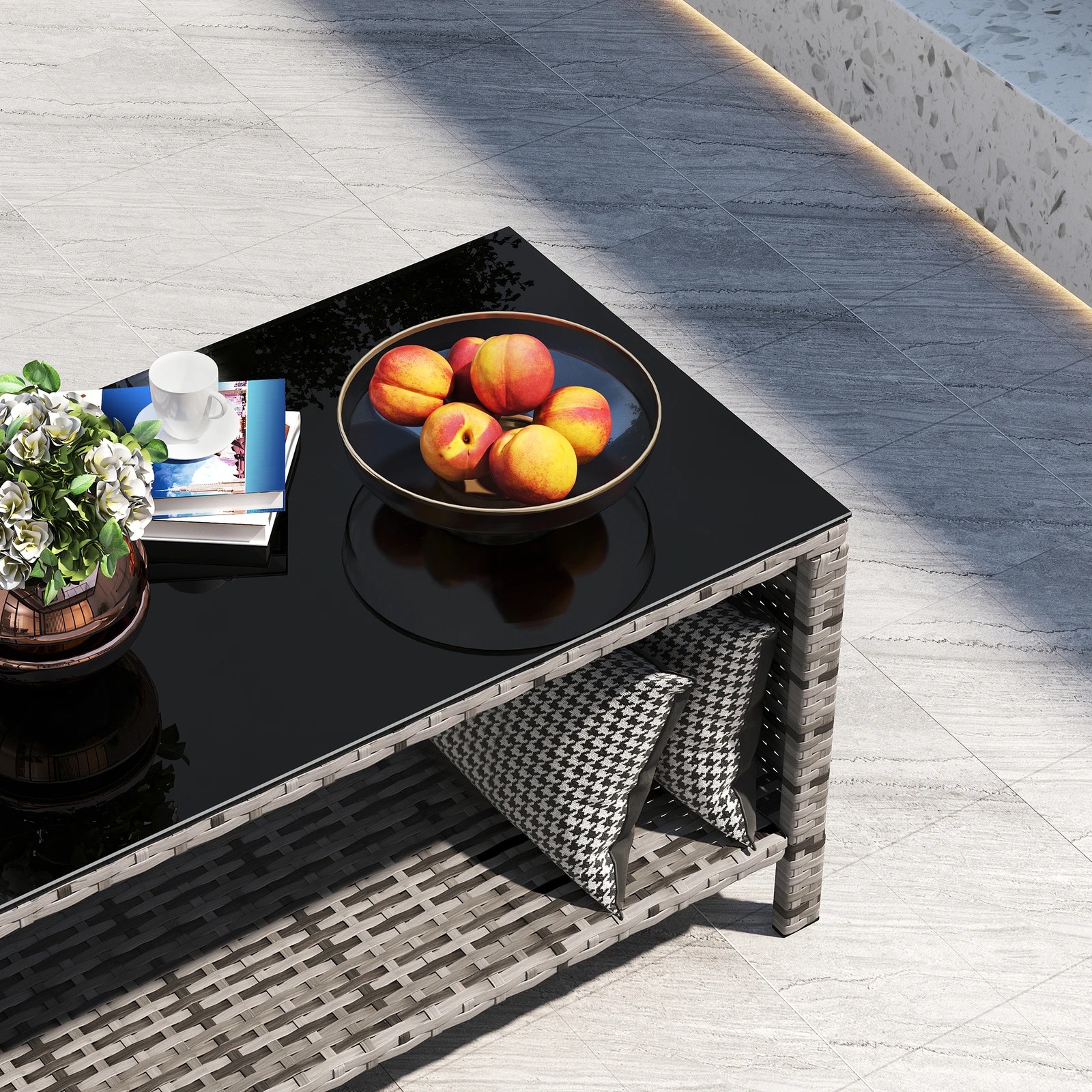 5 Alfordson Outdoor Furniture 4PCS Garden Patio Chairs Table Set Wicker - Mixed Grey, 5 of 10