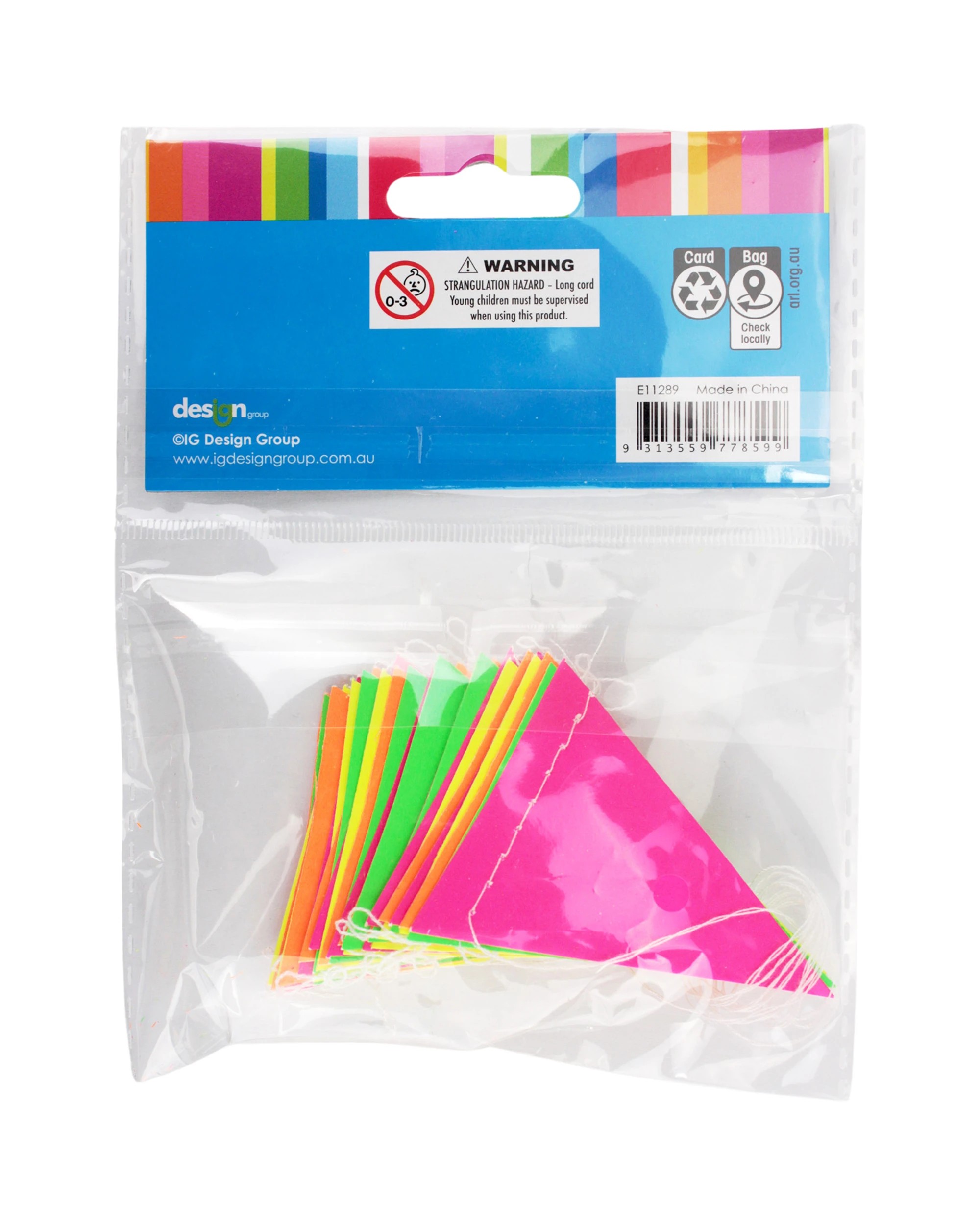 3 Artwrap Mini Neon UV Party Flags Banner 3m - Assorted, 3 of 3
