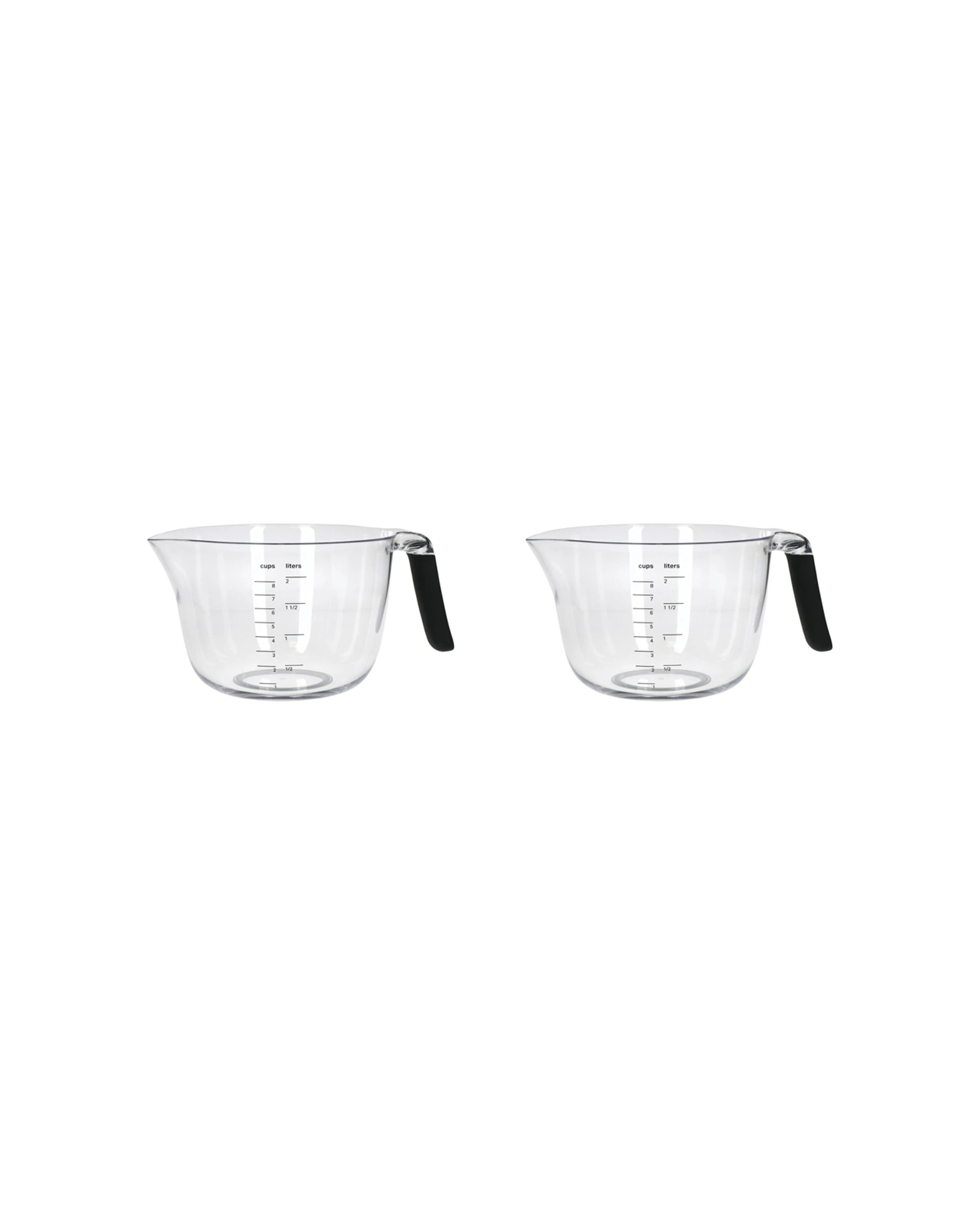 1 KitchenAid 2PK Plastic Batter Bowl Measuring Jug 2L Non-Slip Dishwasher Safe Set - Clear, 1 of 3