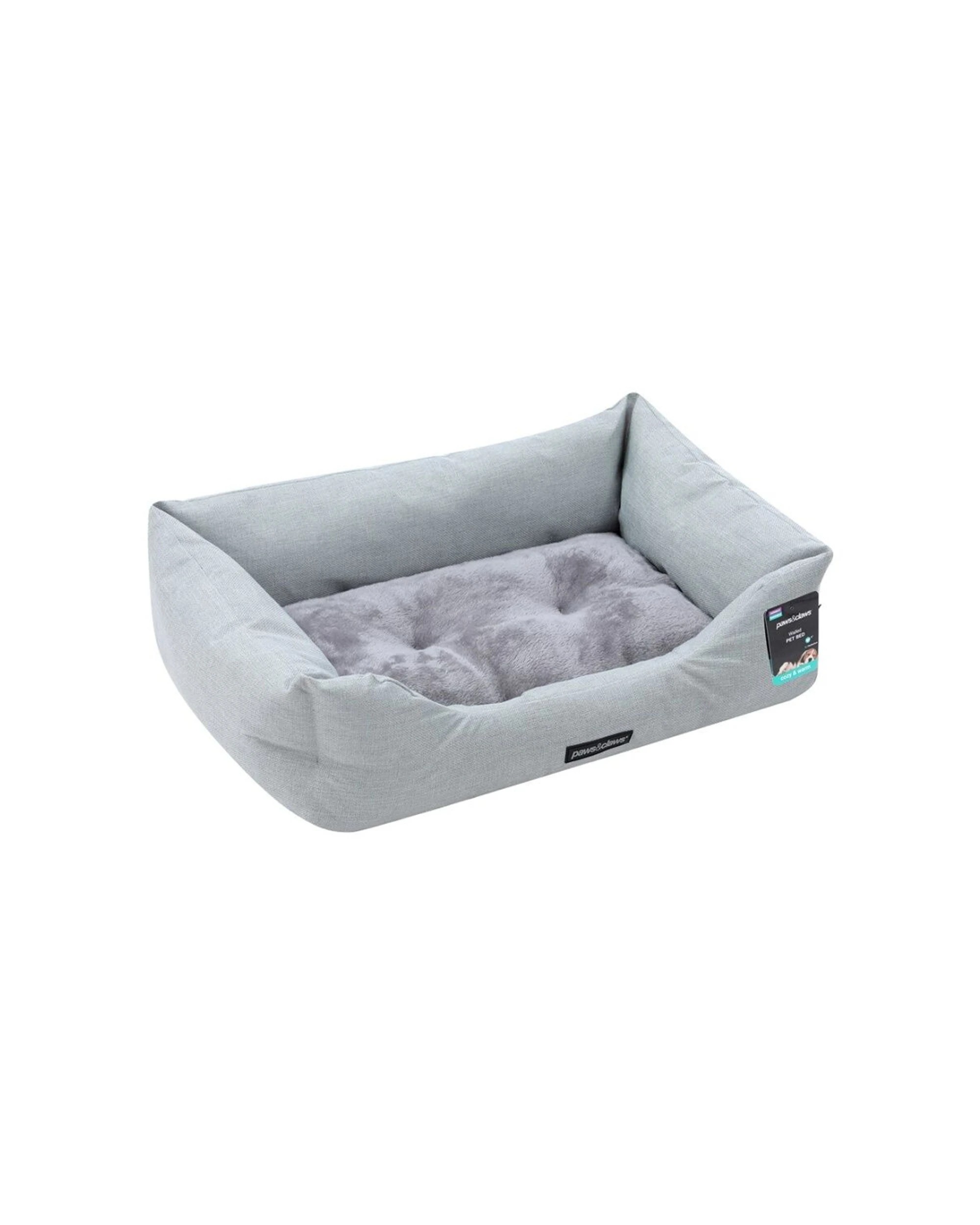 1 Paws And Claws Walled Pet Bed High Walls Plush Non Slip Medium 70x50x21cm - Grey, 1 of 7