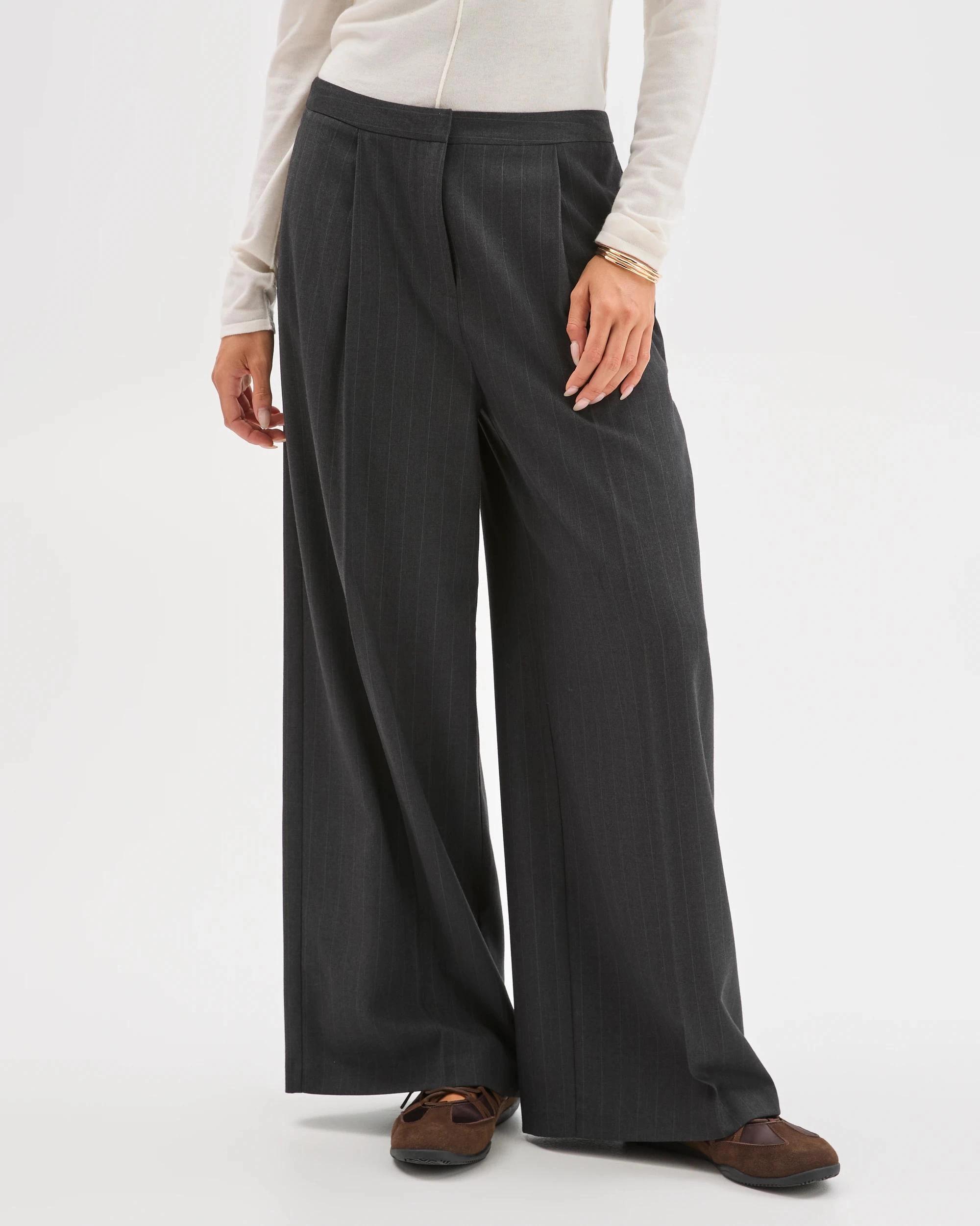 5 Lily Loves Wide Leg Tailored Pants CHARCOAL, 5 of 7