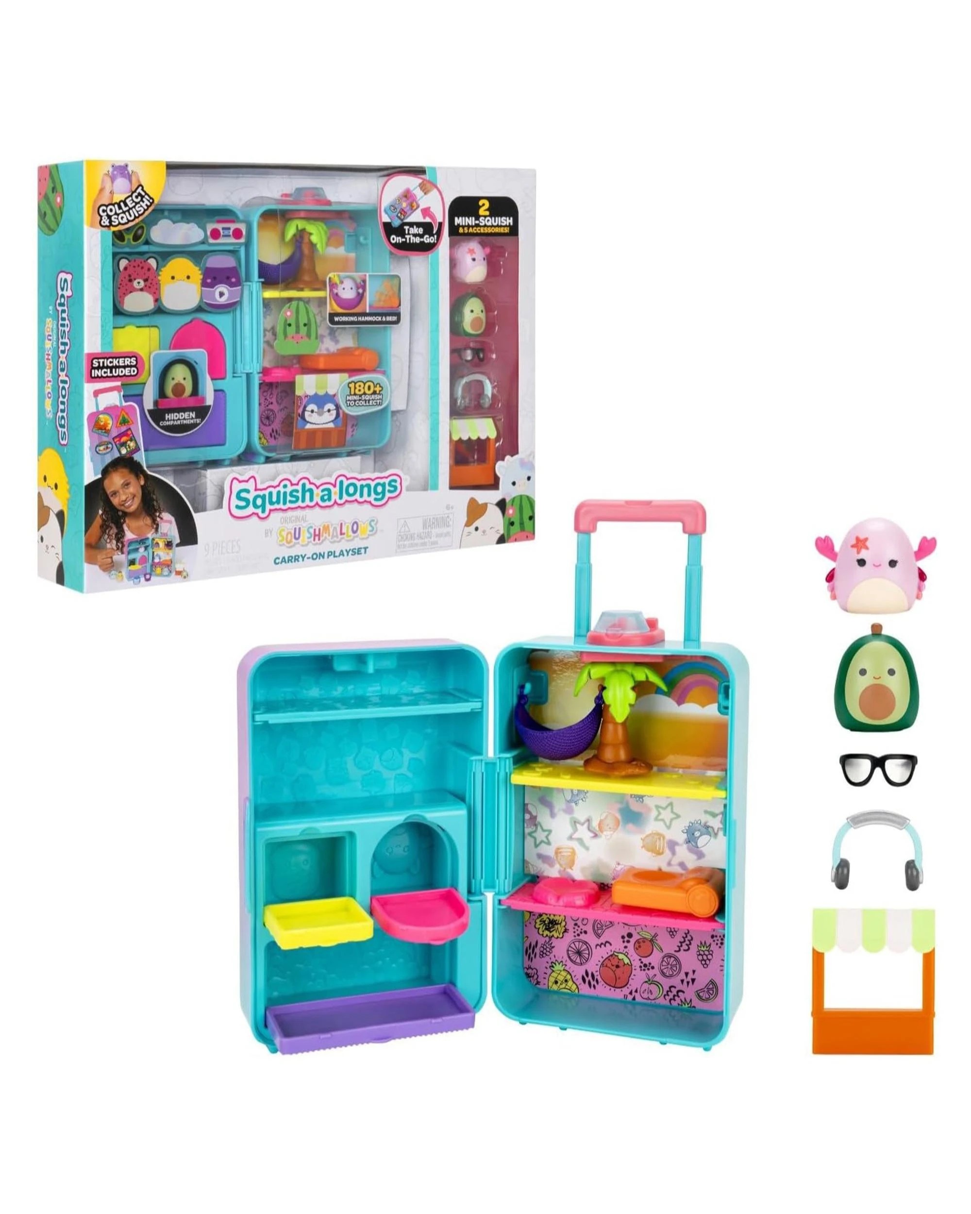 1 Squishmallows Squish-A-Longs On The Go Luggage Playset, 1 of 9