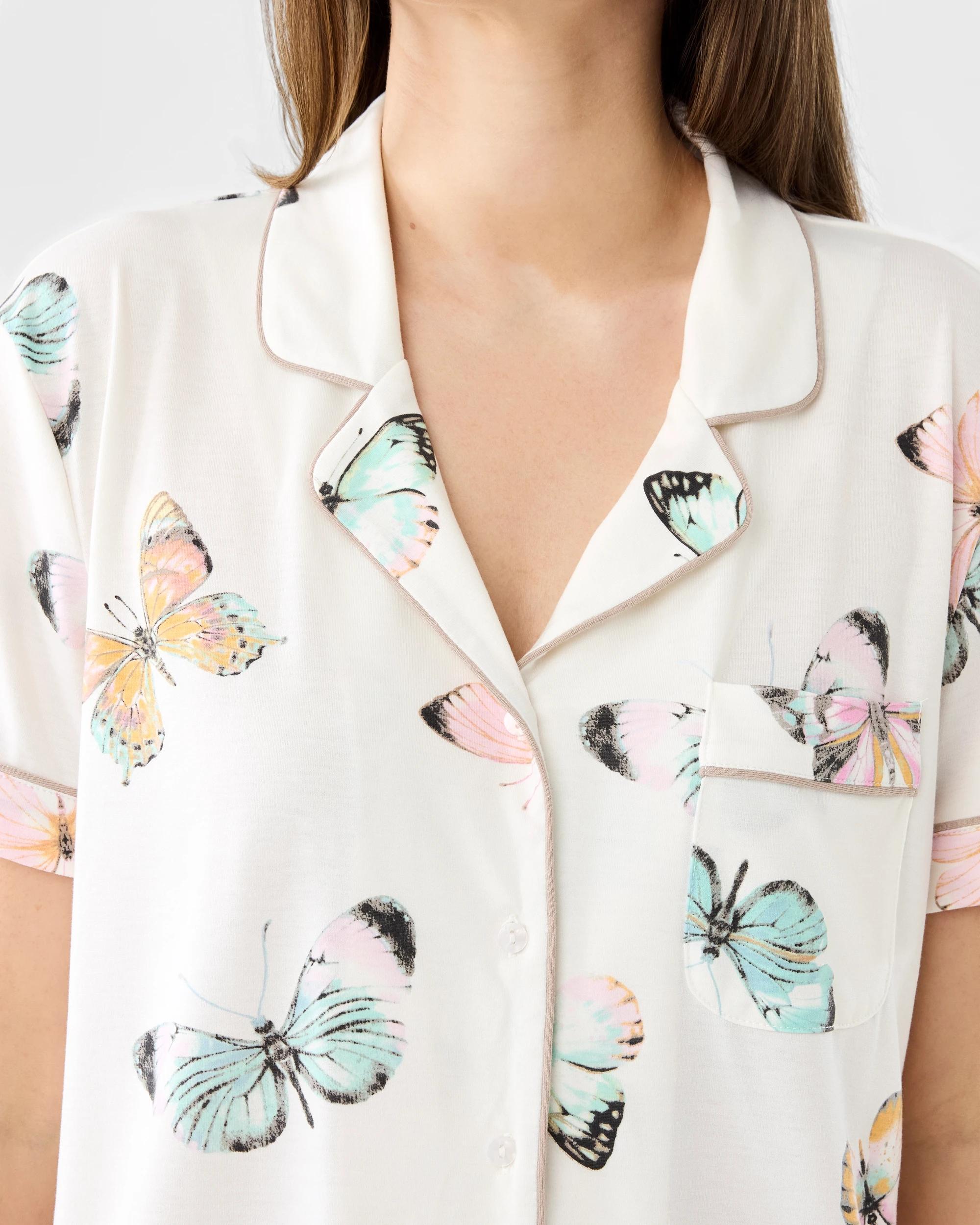 5 Short Sleeve Top and Shorts Comfort Pyjama Set Butterfly, 5 of 7