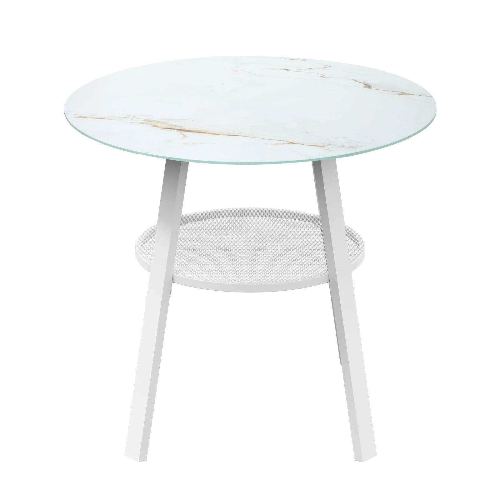 8 Livsip Outdoor Dining Table W/ Storage Shelf Patio Furniture 90cm
 - White, 8 of 10