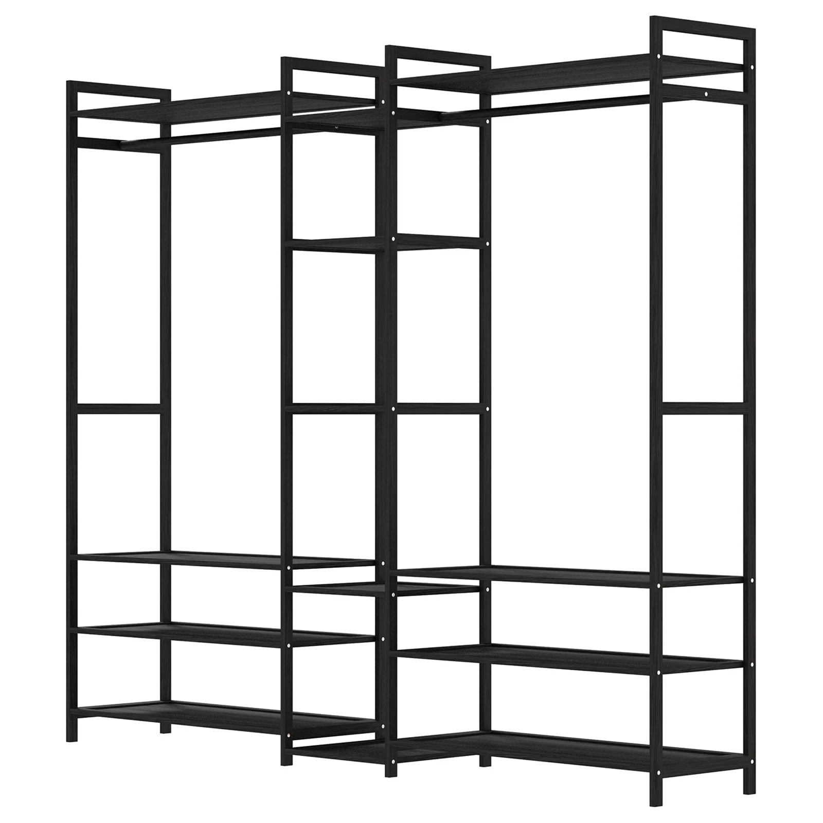 7 Milano Décor Multifunctional Bamboo Clothes Rack Storage Stand Organiser - Black, 7 of 10