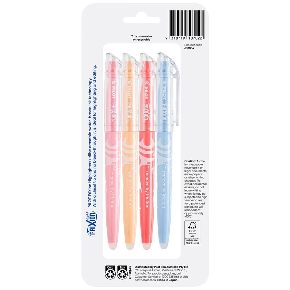 2 PILOT FriXion Light Natural Erasable Highlighter Assorted 4Pk, 2 of 5