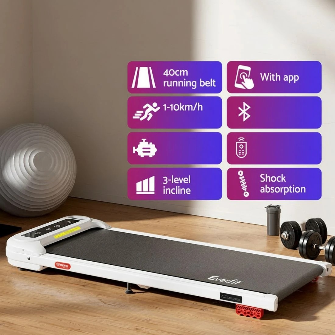 4 Everfit 3 in 1 Treadmill Electric Walking Pad with Incline Under Desk Home Gym, 4 of 7