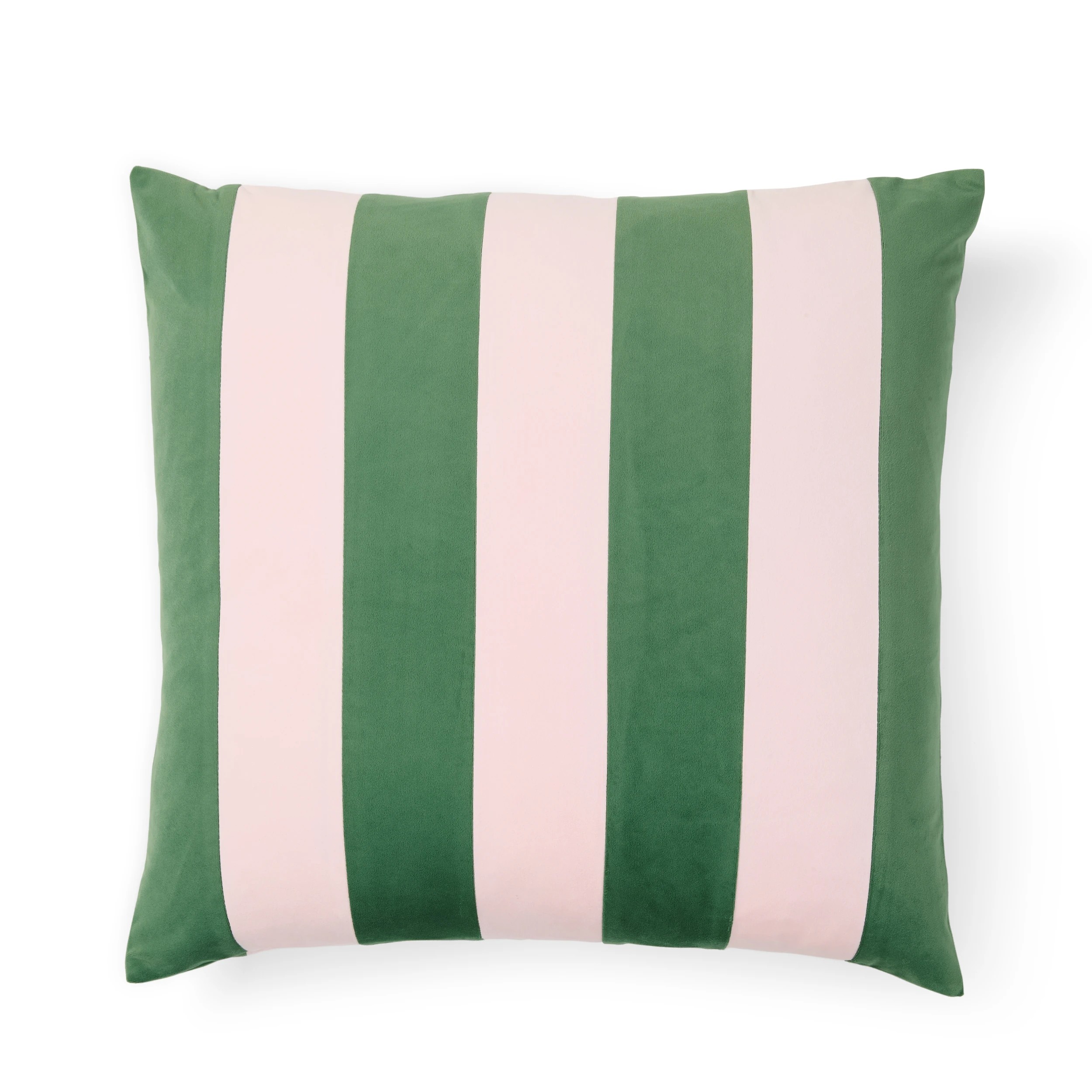 1 60cm Stripe Velvet Cushion Cover - Pesto and Pink, 1 of 6