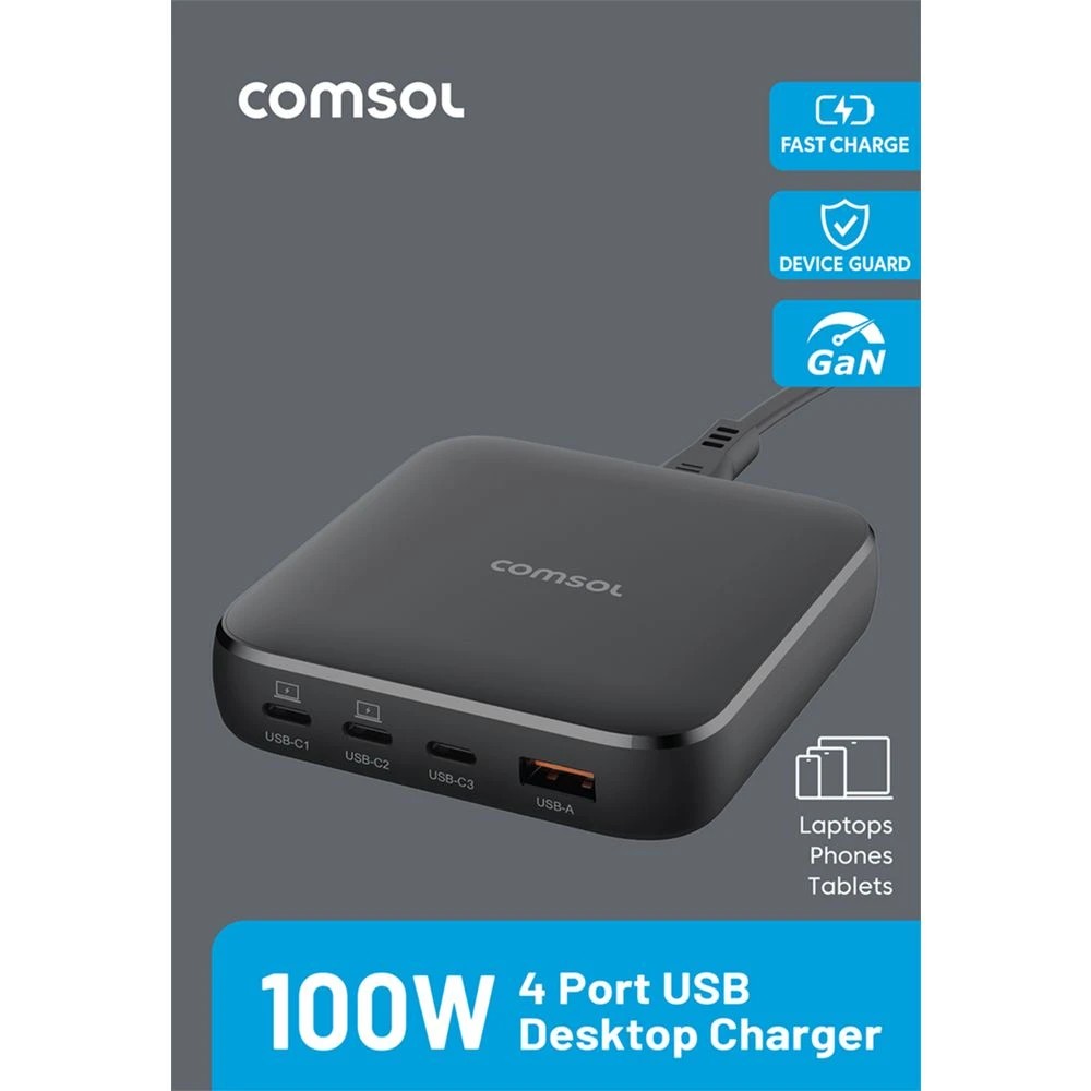 2 Comsol 100W 4 Port Desktop Charger, 2 of 5