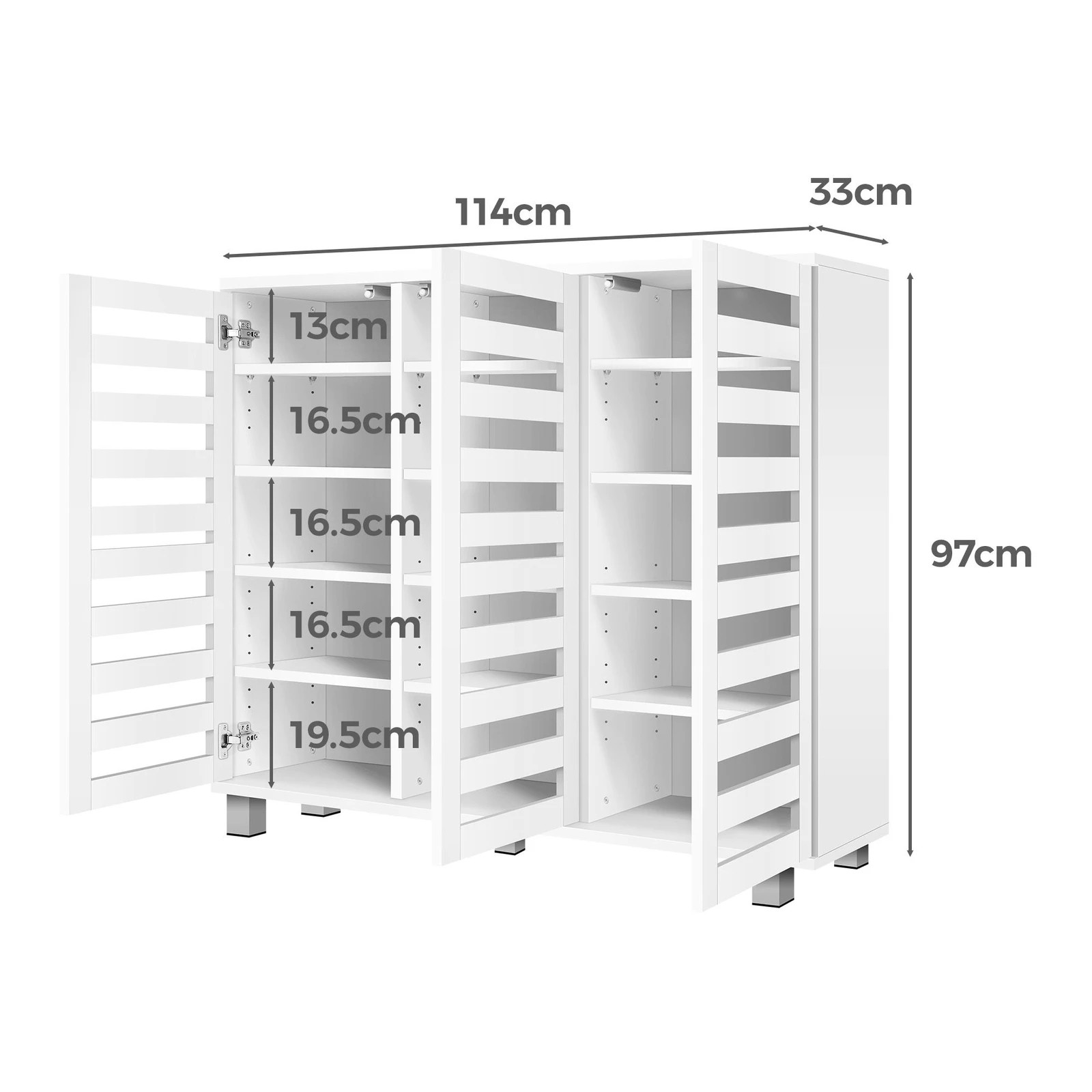 6 Alfordson Shoe Cabinet Storage Rack Organiser Drawer Shelf 30 pairs - White, 6 of 9