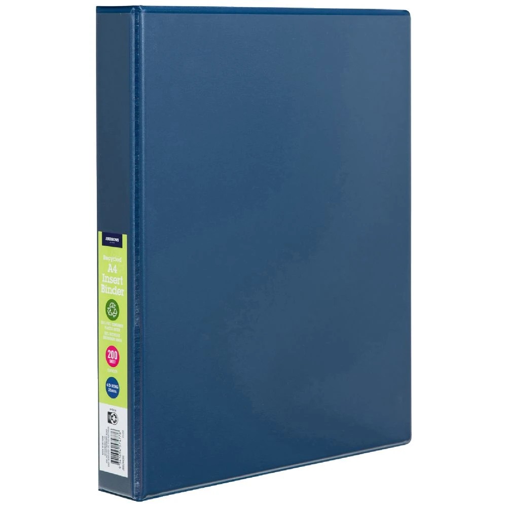 1 J.Burrows Insert Binder A4 4 D-Ring 25mm Blue, 1 of 6