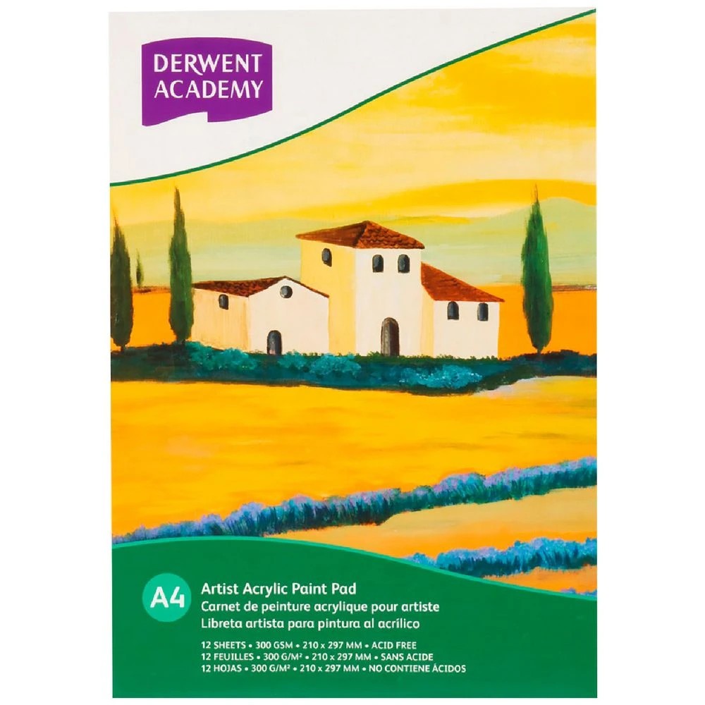 1 Derwent Academy Artist Acrylic Pad 300gsm 12 Sheets A4, 1 of 1