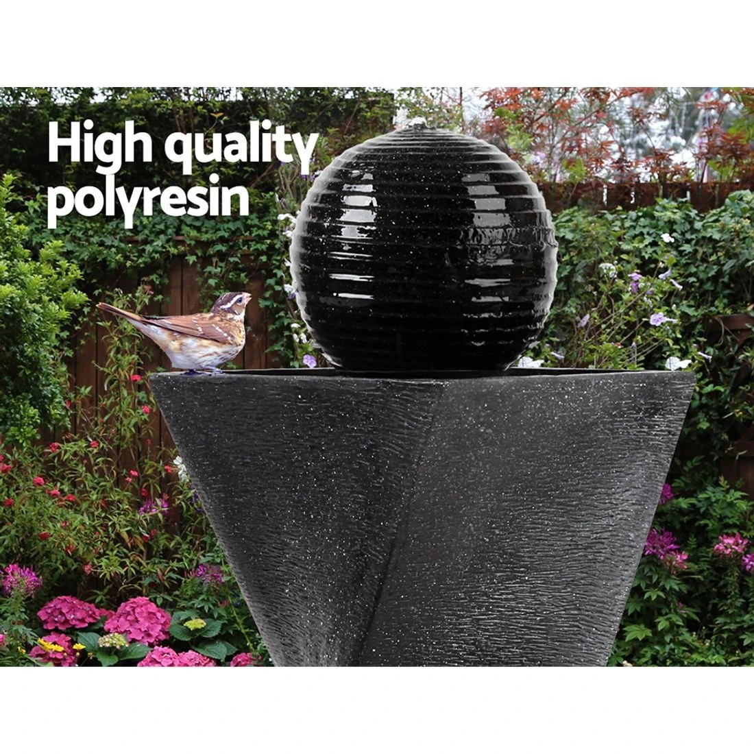 3 Gardeon Solar Water Feature Twisted Fountain LED Light Bird Bath 85CM - Black, 3 of 8
