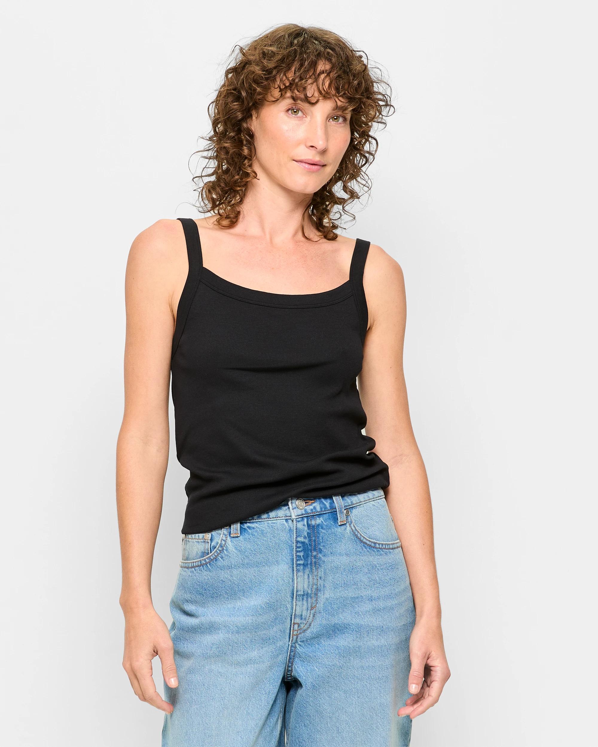 1 Target Australian Cotton Rib Cami BLACK, 1 of 5
