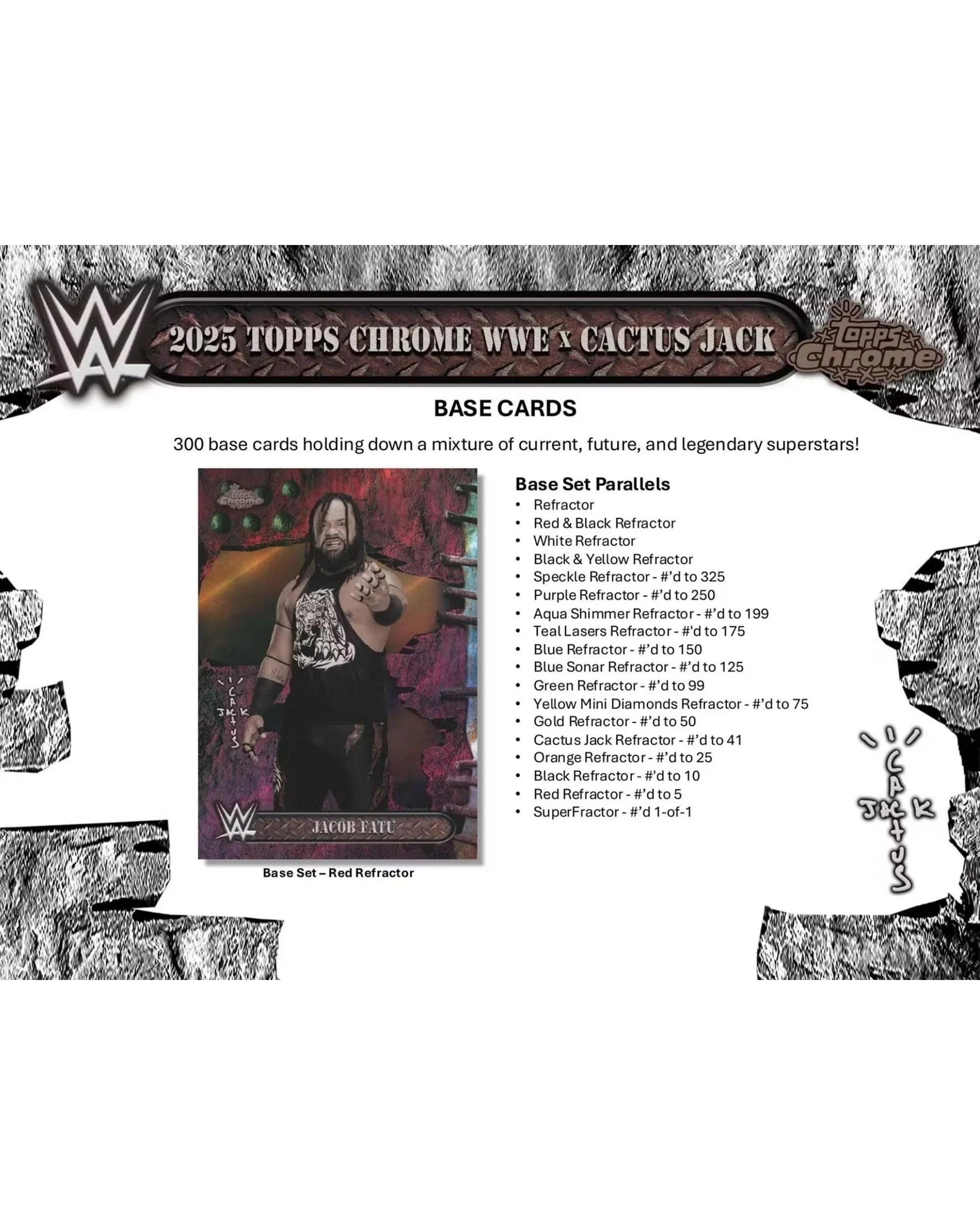 3 Topps 2025 Chrome WWE x Cactus Jack Wrestling Hobby Pack, 3 of 5