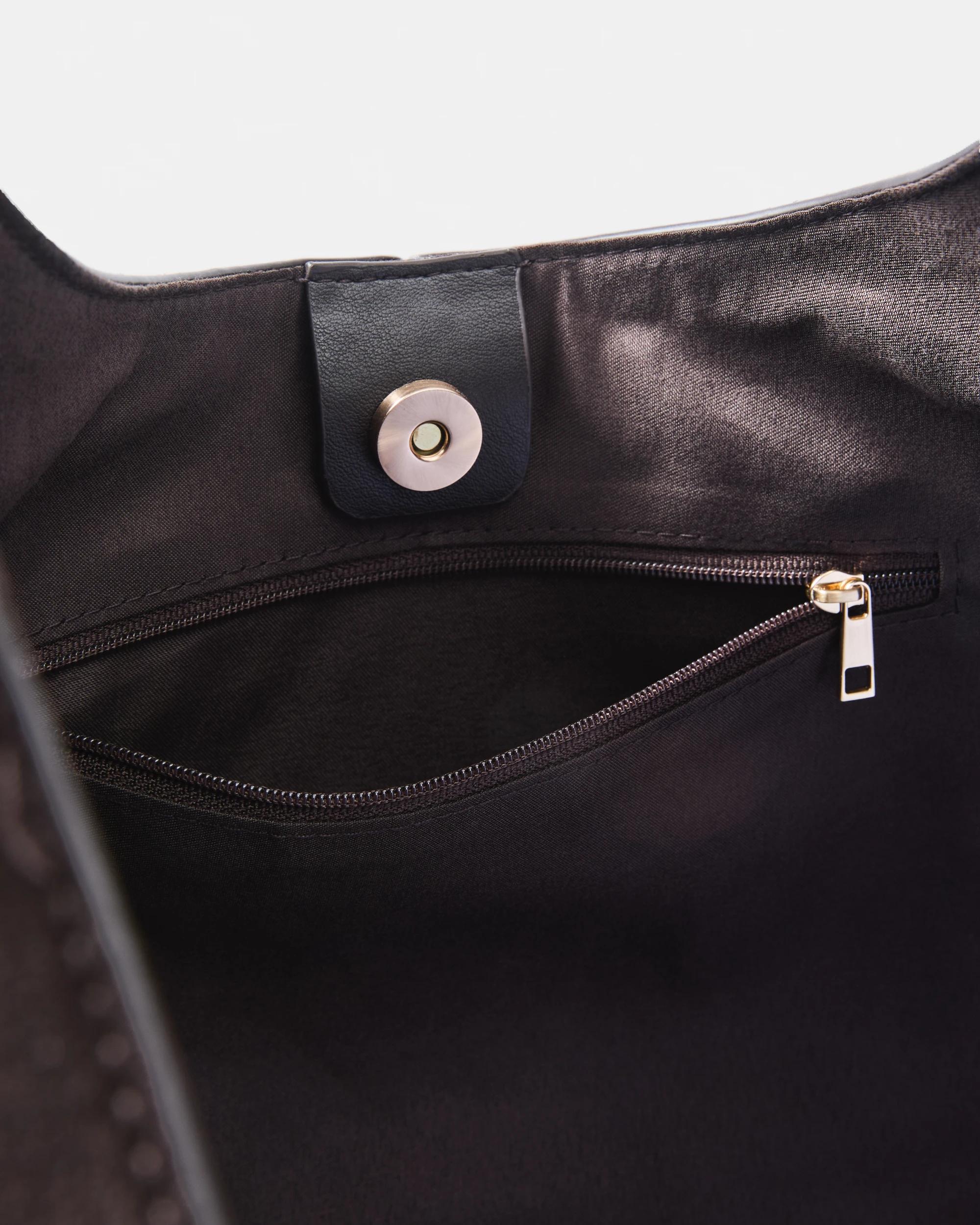 4 Leather Shoulder Tote Bag Deep Fudge, 4 of 5