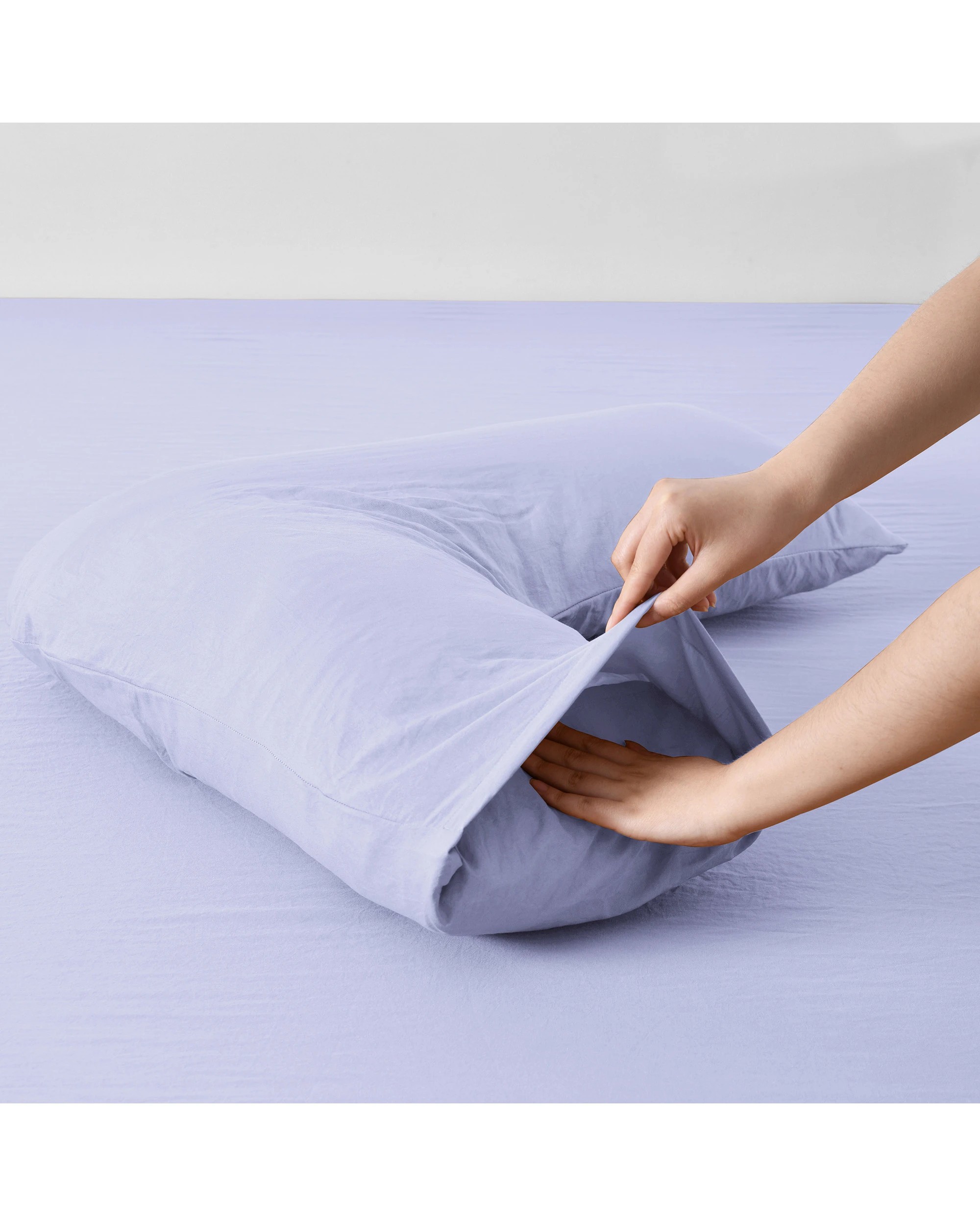 3 Dreamaker Superfine Washed Microfibre V-Shape Pillowcase Twin Pack - Lilac, 3 of 4