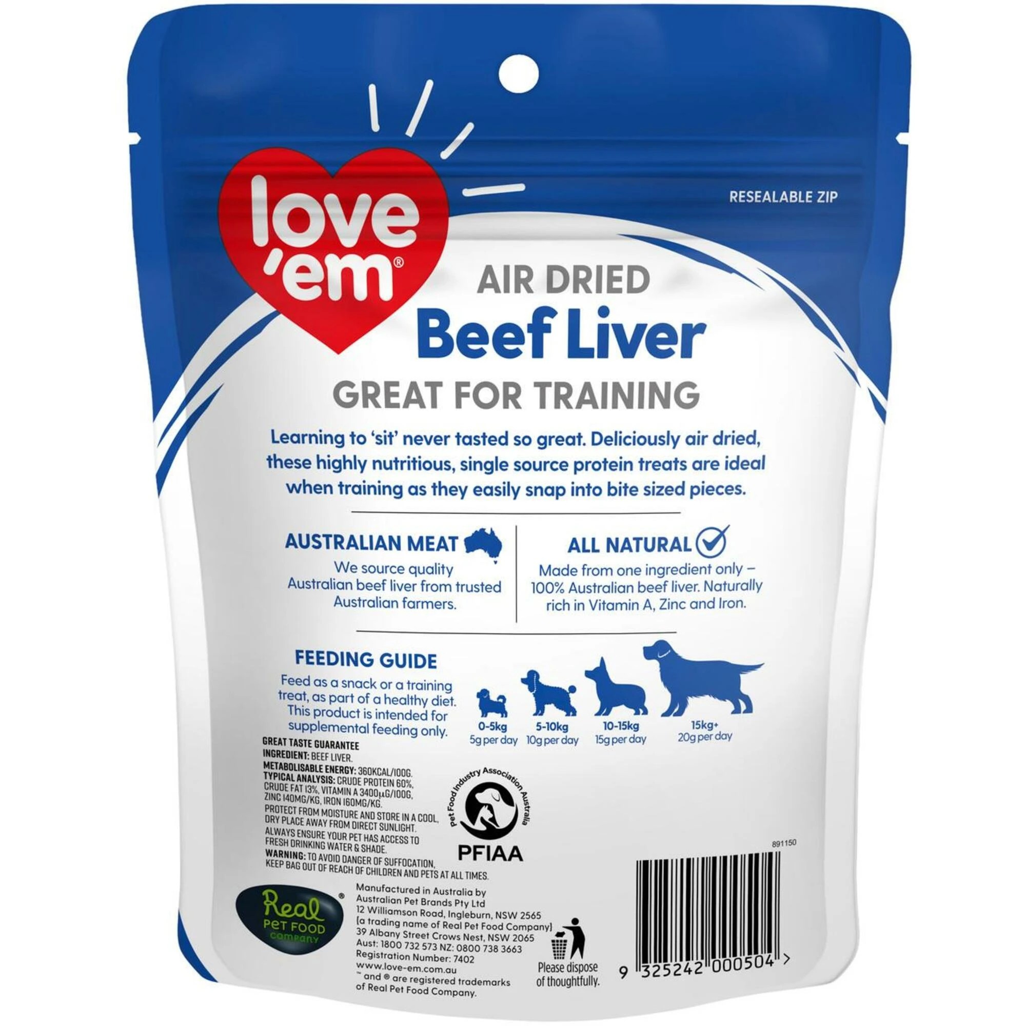 2 Love Em Air Dried Beef Liver 90g 6pk, 2 of 2