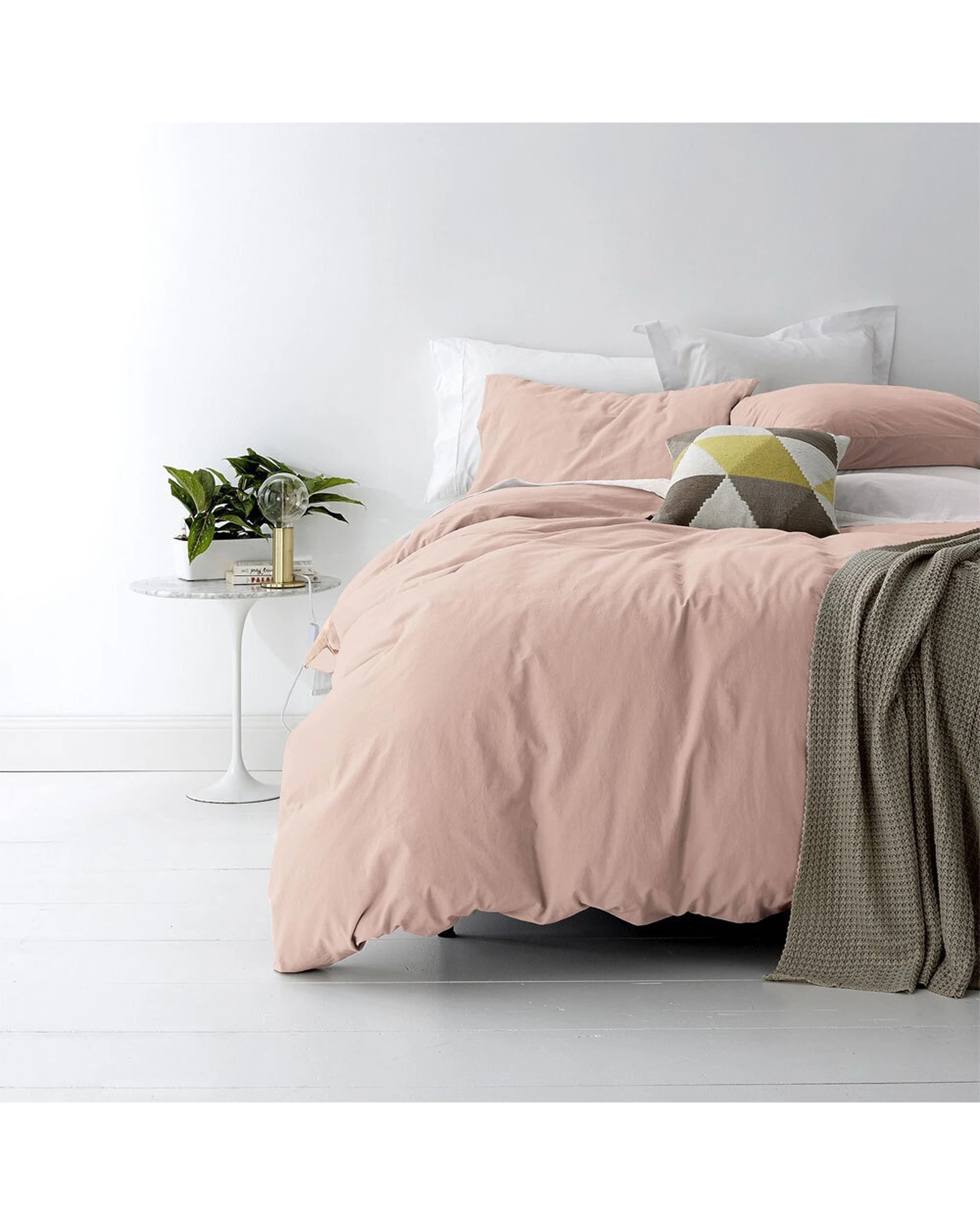 1 Park Avenue European Vintage Washed Cotton Percale Quilt Cover Set - Blush - Pink, 1 of 1