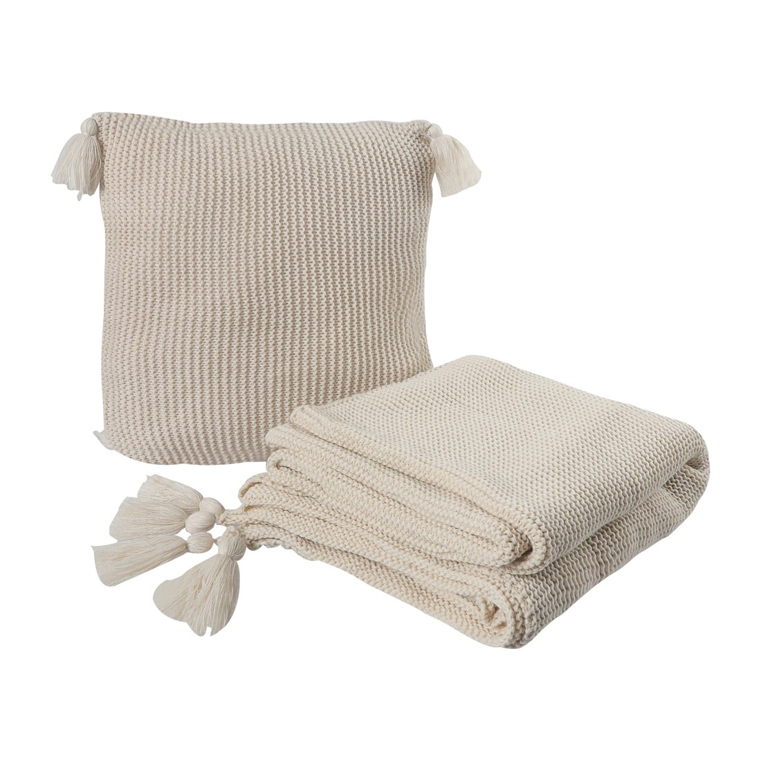 1 Dreamz Beige Blanket Cushion Set, 1 of 6