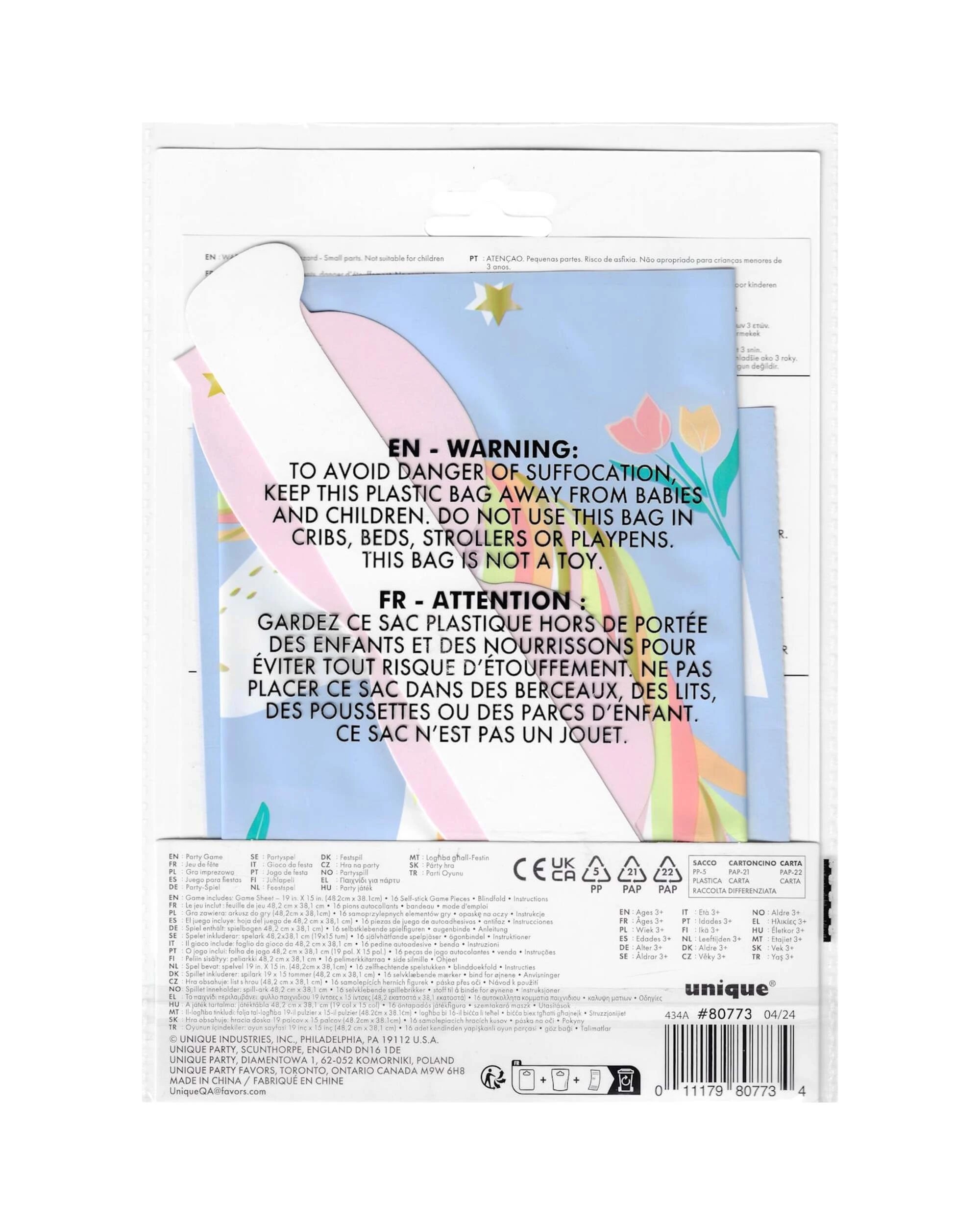 4 Unique Unicorn Pin The Horn Party Game - Multi, 4 of 4