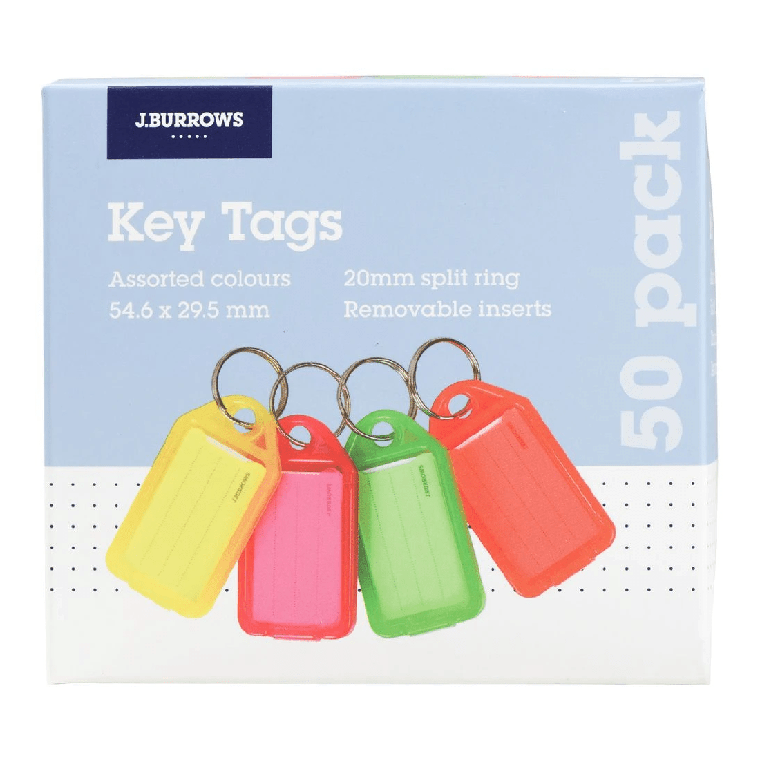 2 J.Burrows Key Tags Assorted Fluoro 50 Pack, 2 of 3
