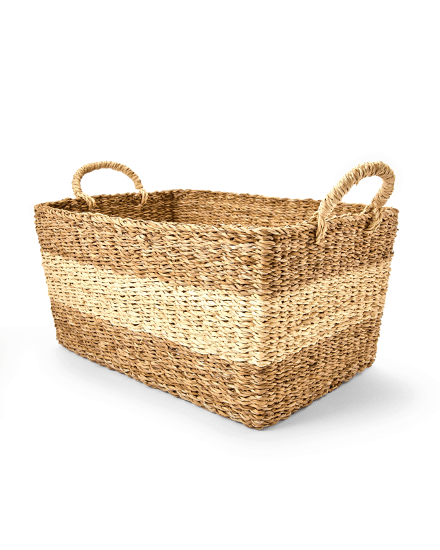 Rectangle Stripe Basket - Nat