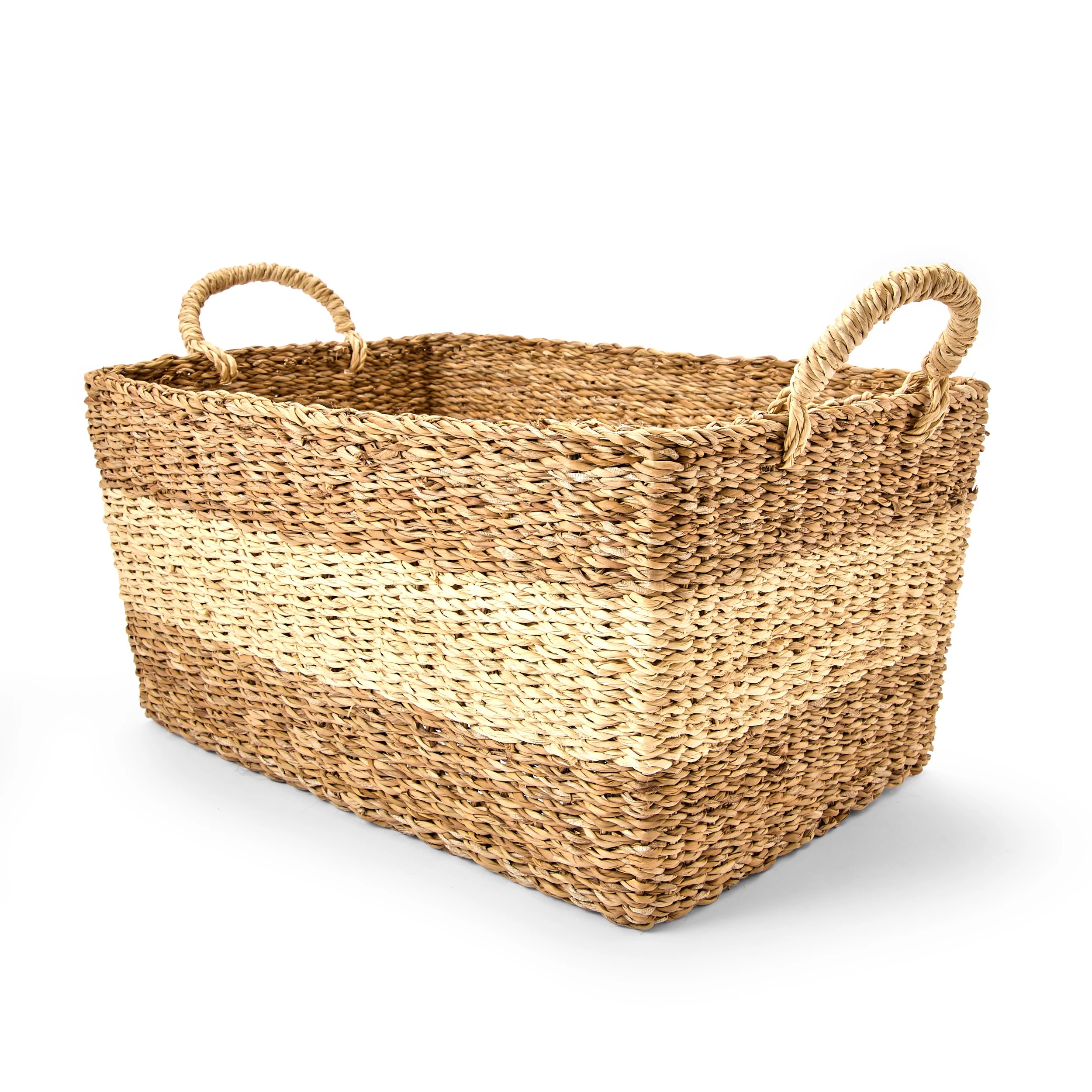 1 Rectangle Stripe Basket - Natural, 1 of 8