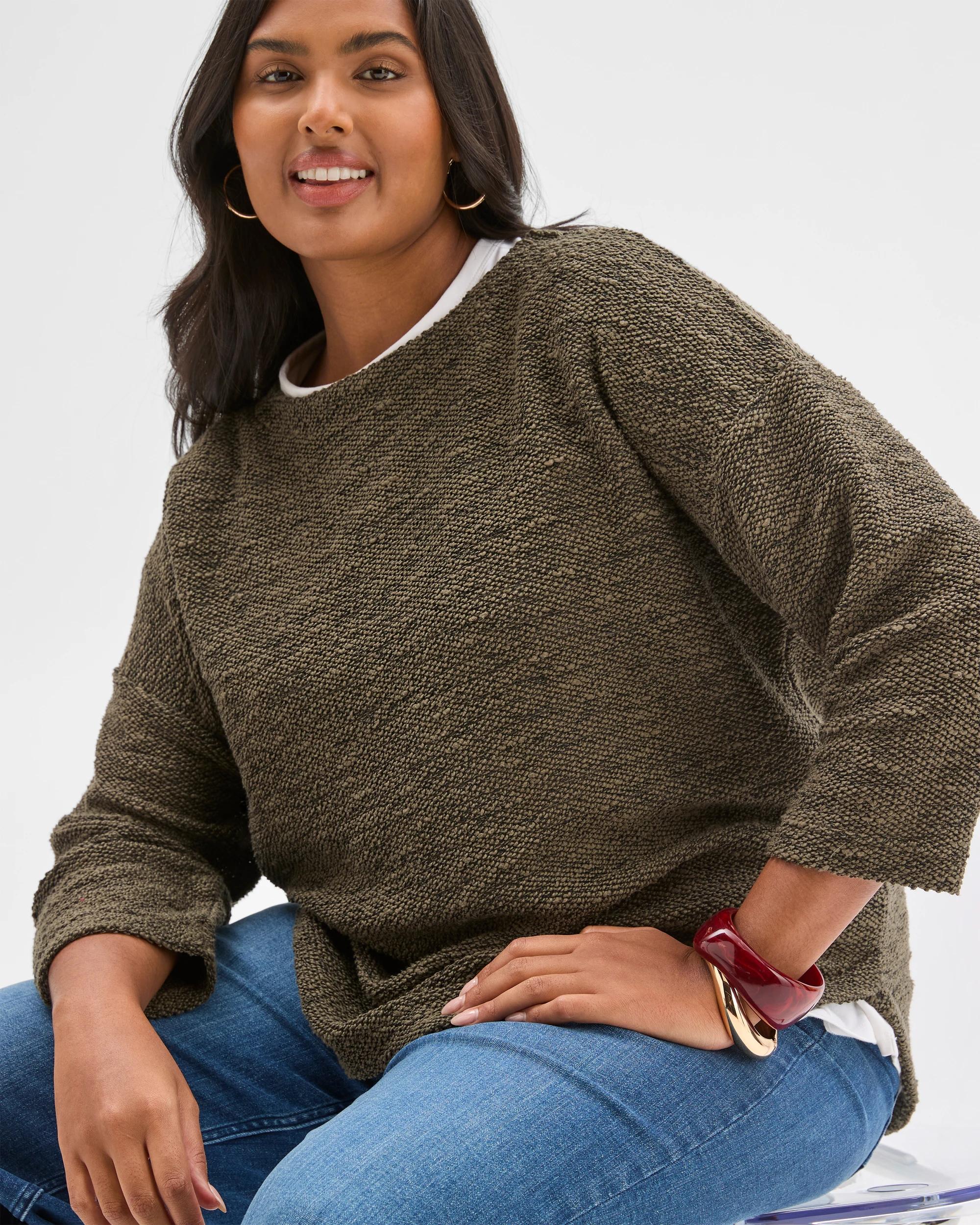 1 Target Curve Plus Size Australian Cotton Blend Curved Hem Textured Top OREGANO, 1 of 6