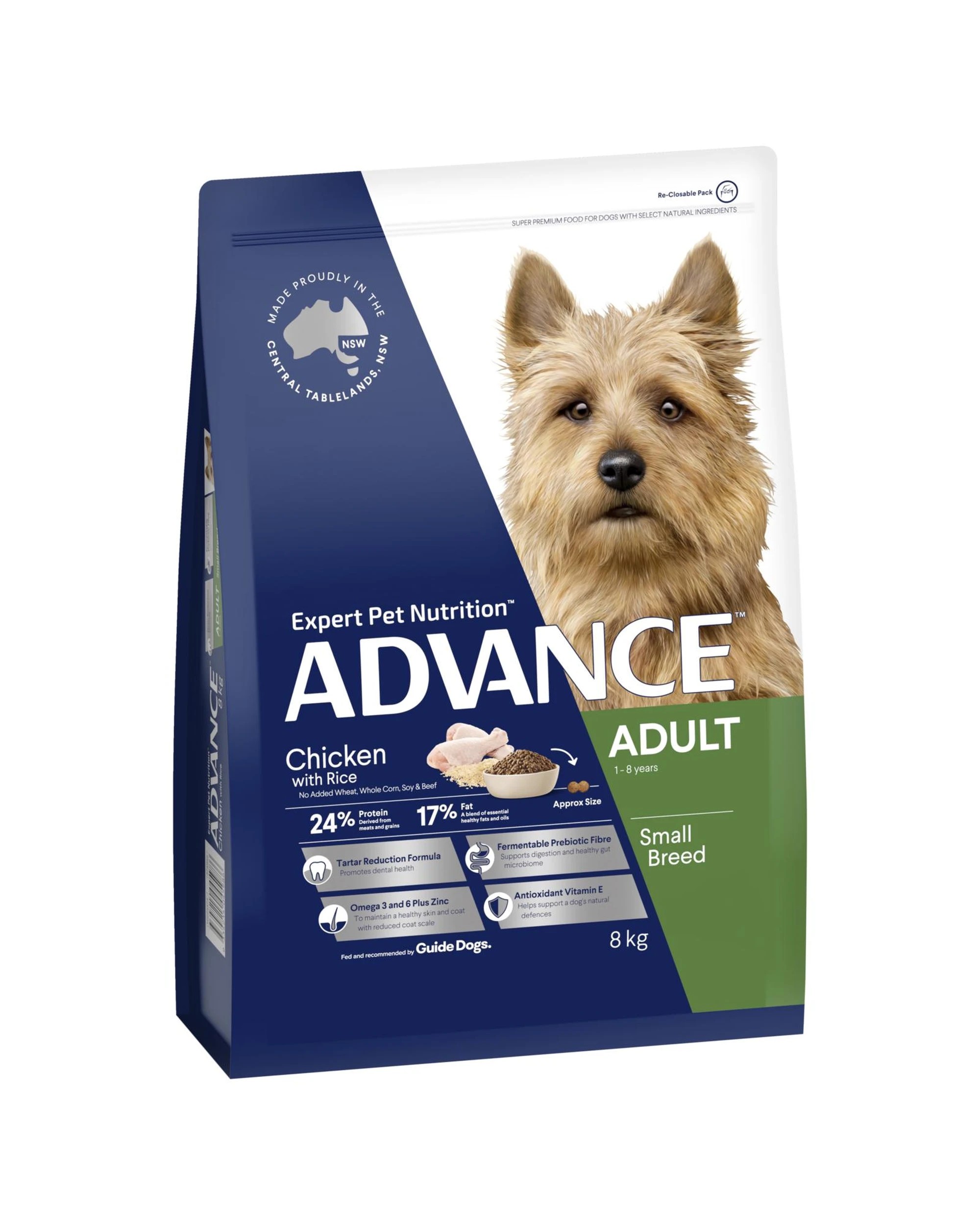 1 Advance Adult Toy/Small Breed Dry Dog Food Chicken w/ Rice 8kg, 1 of 3