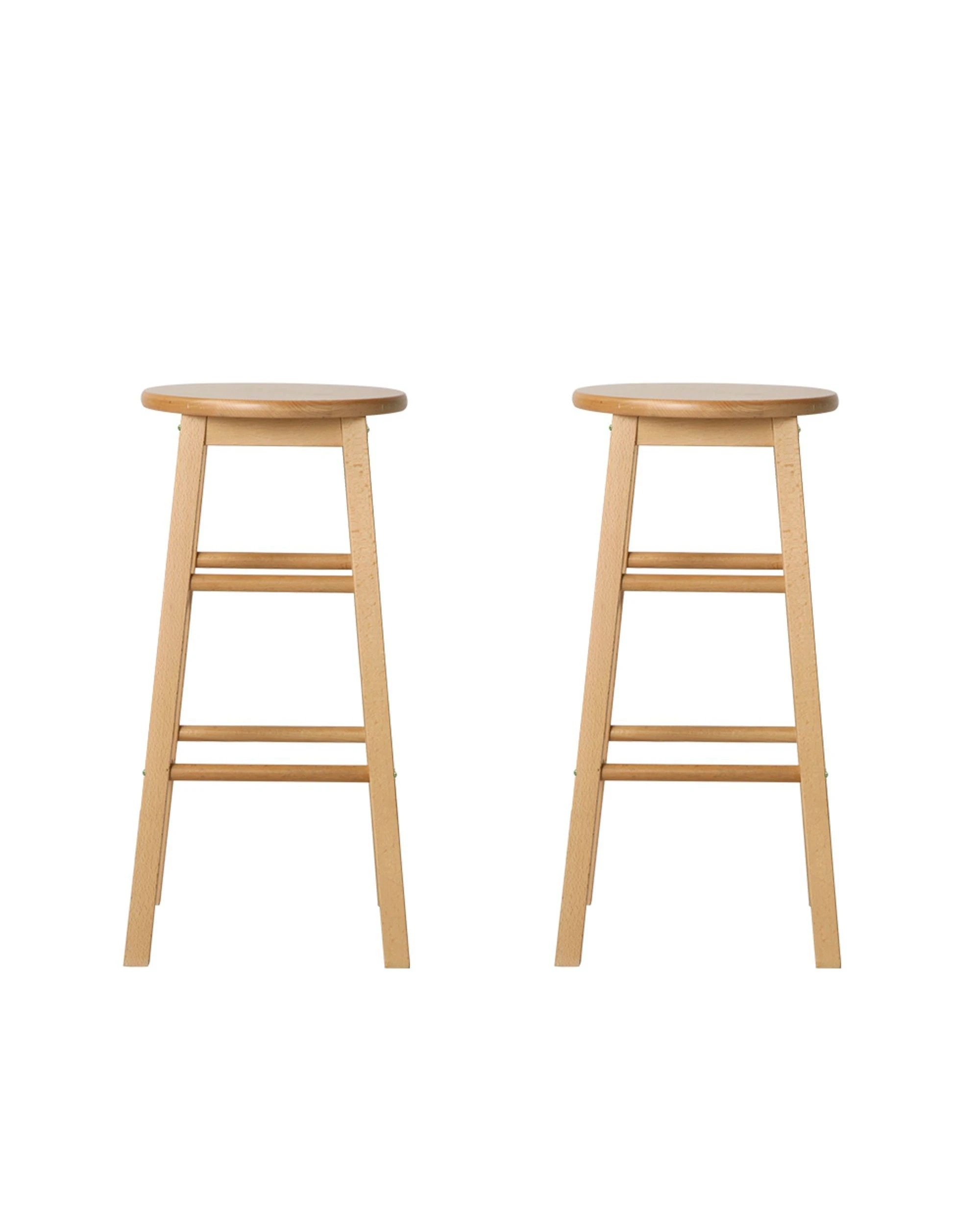 2 Artiss 2x Bar Stools Round Chairs en Nature - Natural, 2 of 10