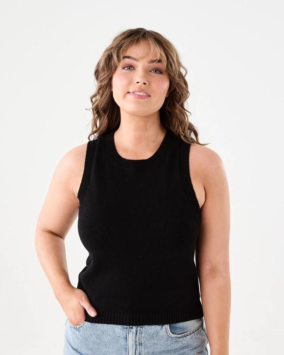 Sleeveless Cotton Blend Knit Top