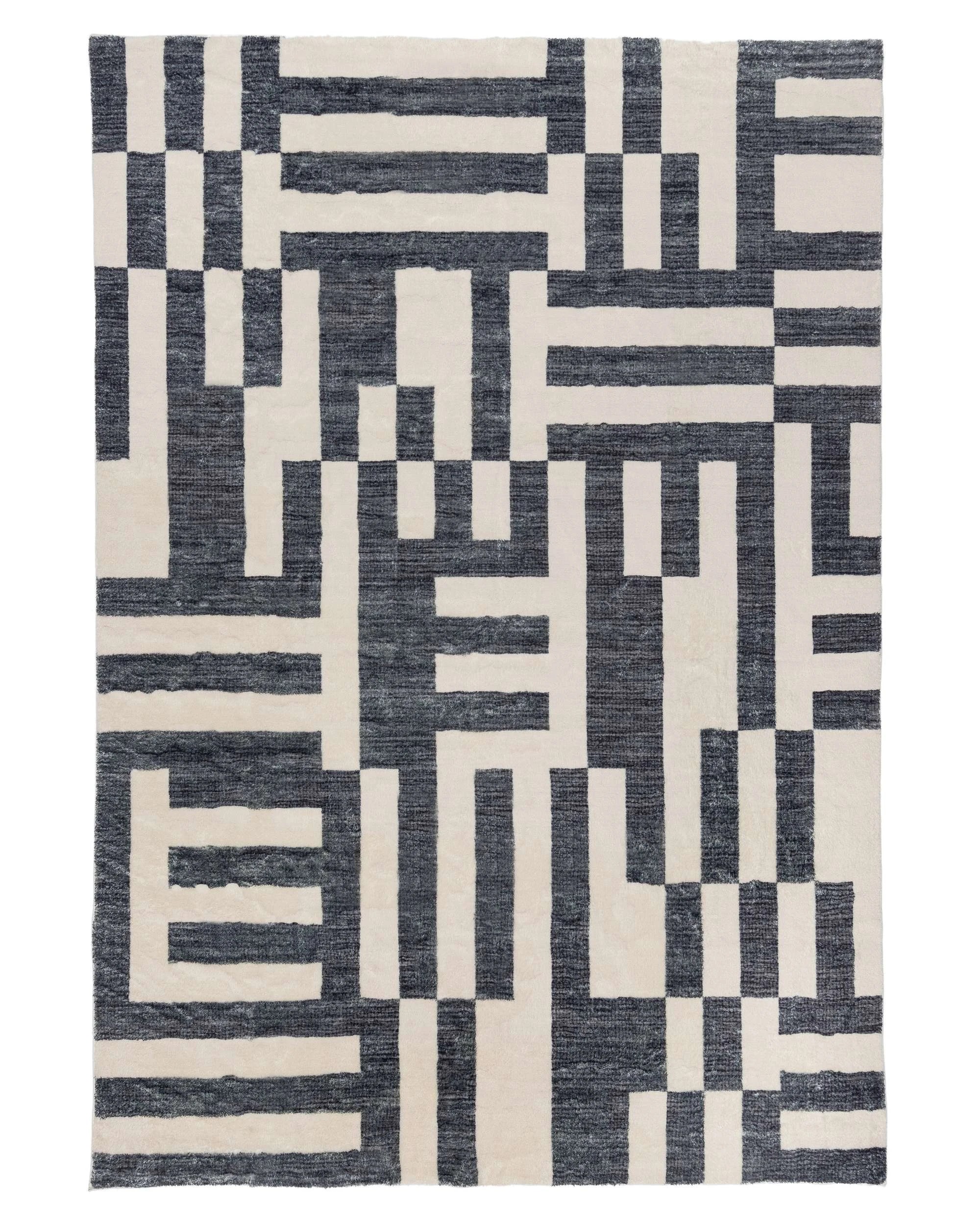 1 Loopsie Emmen Geometric Lines Washable Rug-180cm x 120cm - Black, 1 of 7