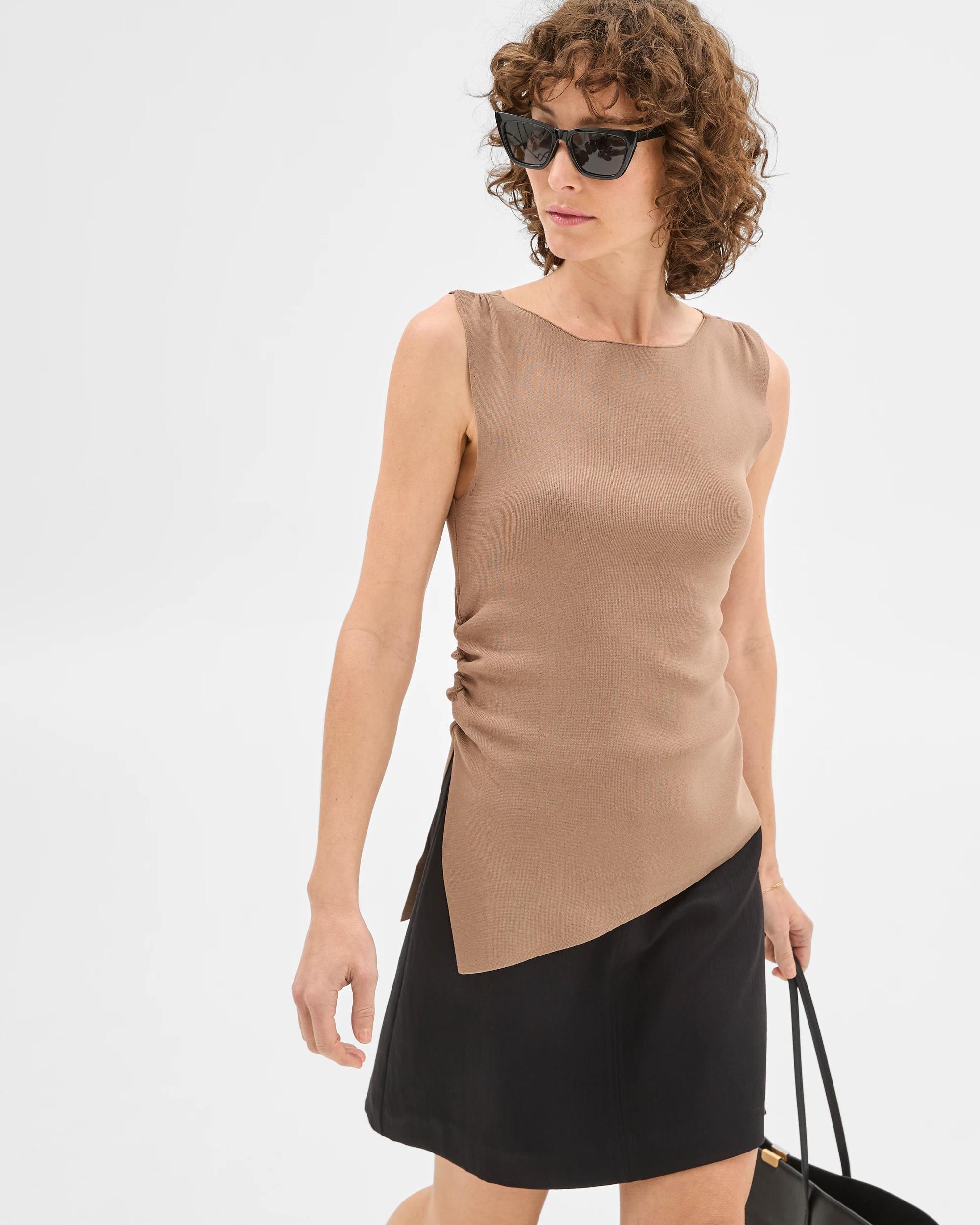 3 Summer Twill Seam Detail Mini Skirt - Preview BLACK, 3 of 7