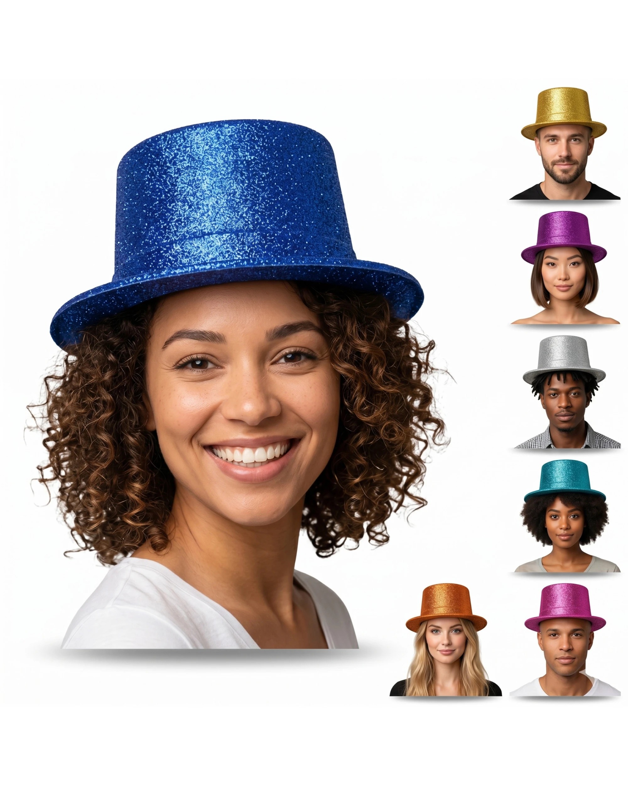 1 BR Costumes Glitter Top Hat - Fancy Dress-Up Party Costume Cap (12-Pack), 1 of 3