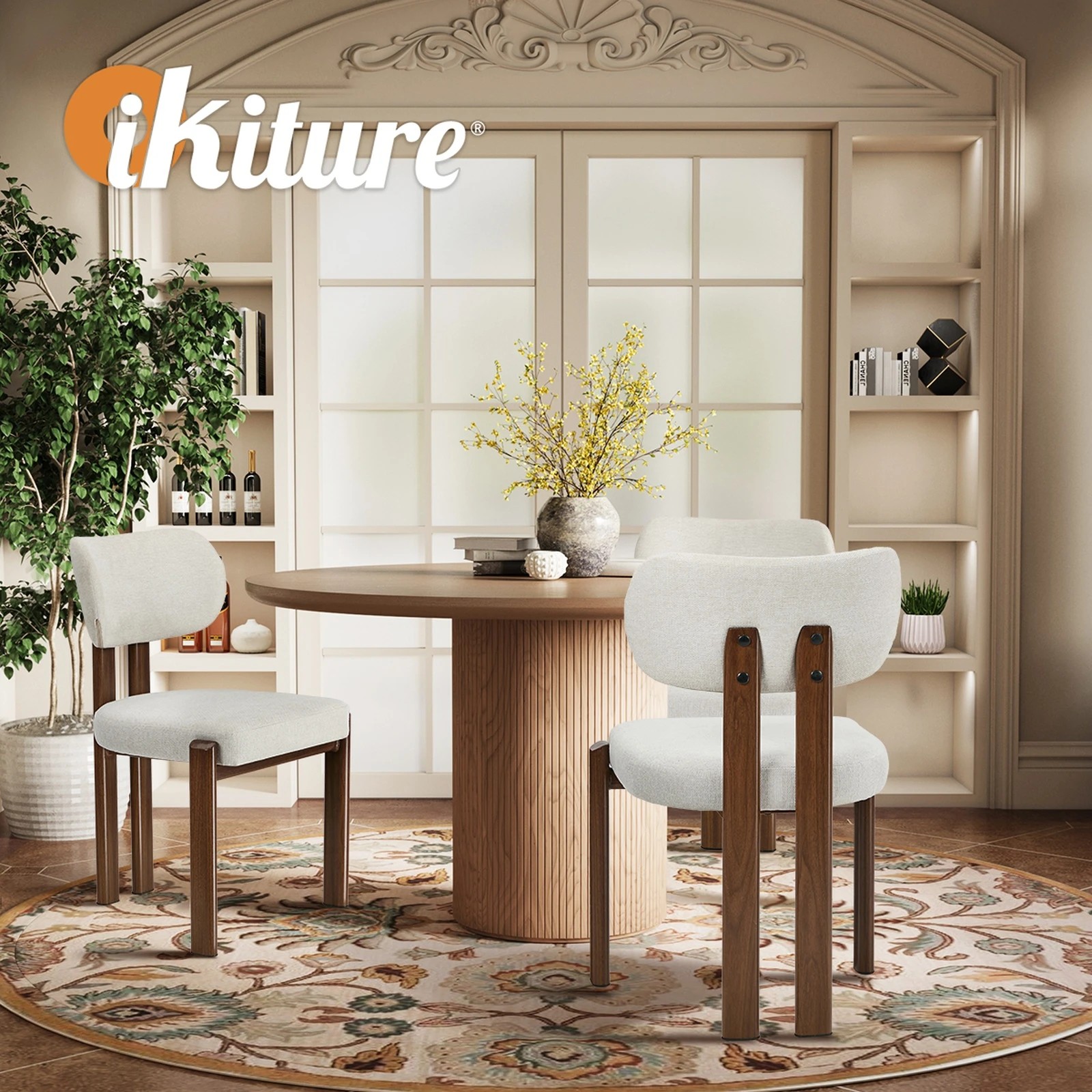 7 Oikiture Set of 4 Dining Chairs Linen Fabric Kitchen Padded Seat - Multi, 7 of 9