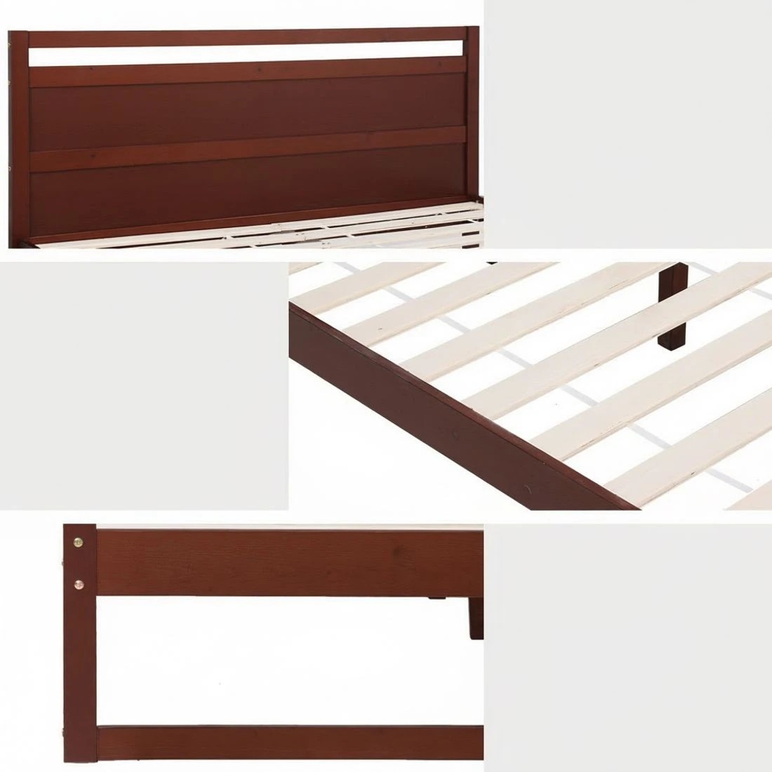 6 Artiss Bed Frame Double Size Wooden Walnut WITTON - Brown, 6 of 7