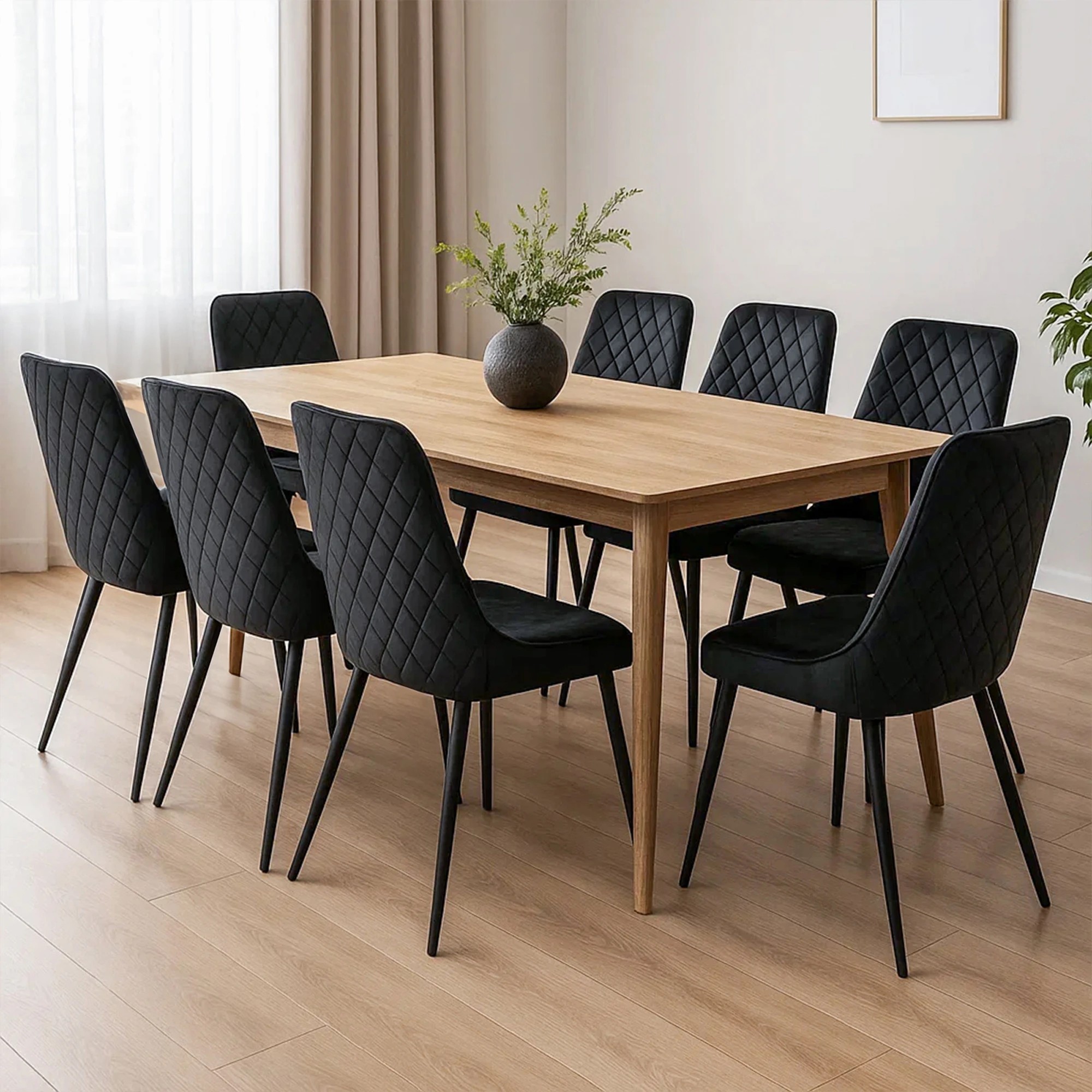 8 Levede 8x Soft Velvet Dining Chairs - Black, 8 of 8
