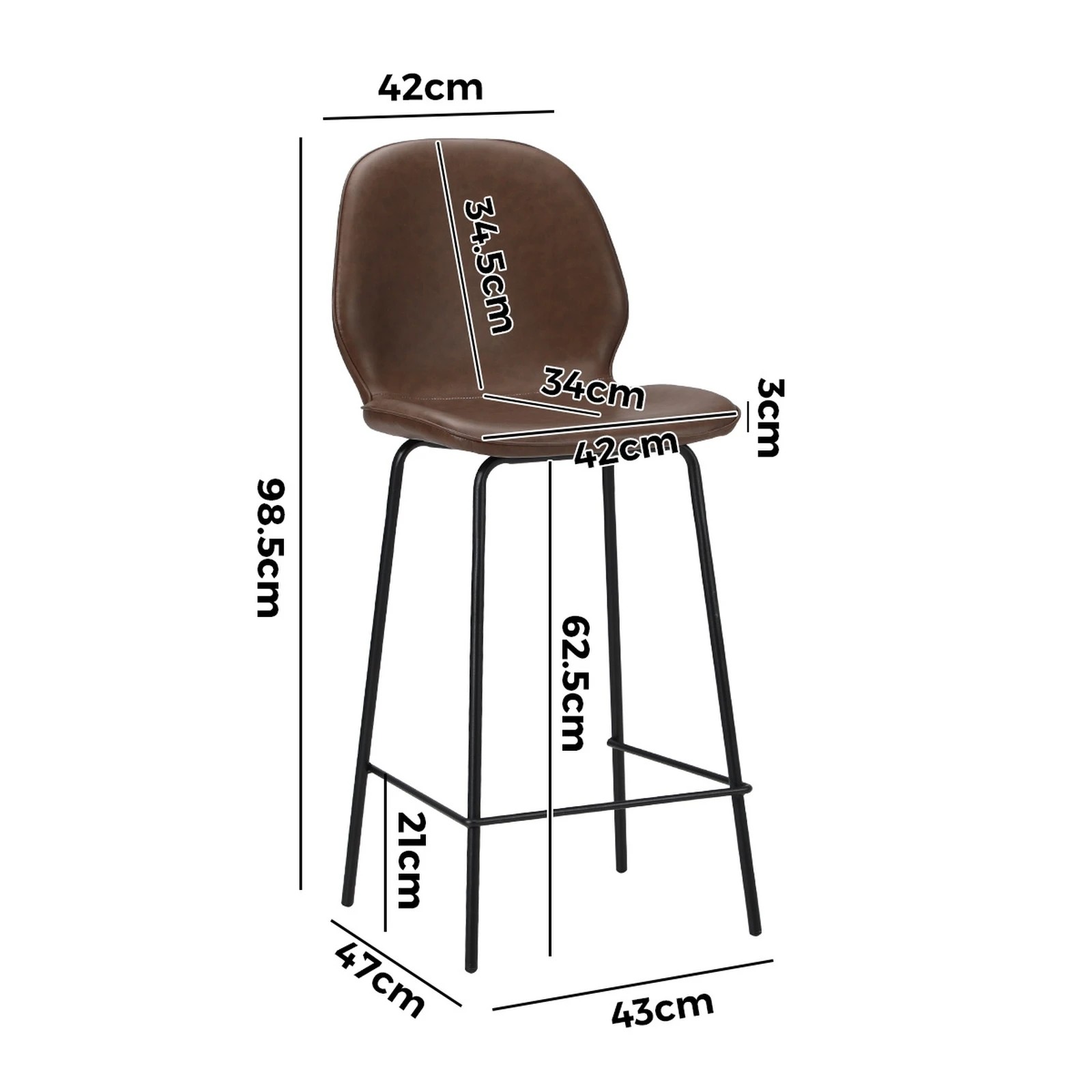 2 Oikiture 4PCS Bar Stools Kitchen Counter Chair Metal - Brown, 2 of 9