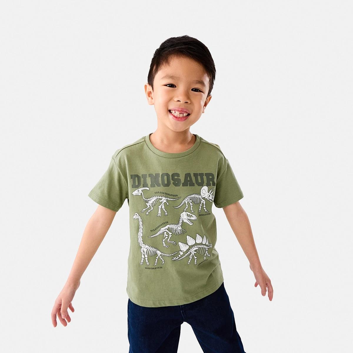 1 Chest Print T-shirt Oil Green, 1 of 9
