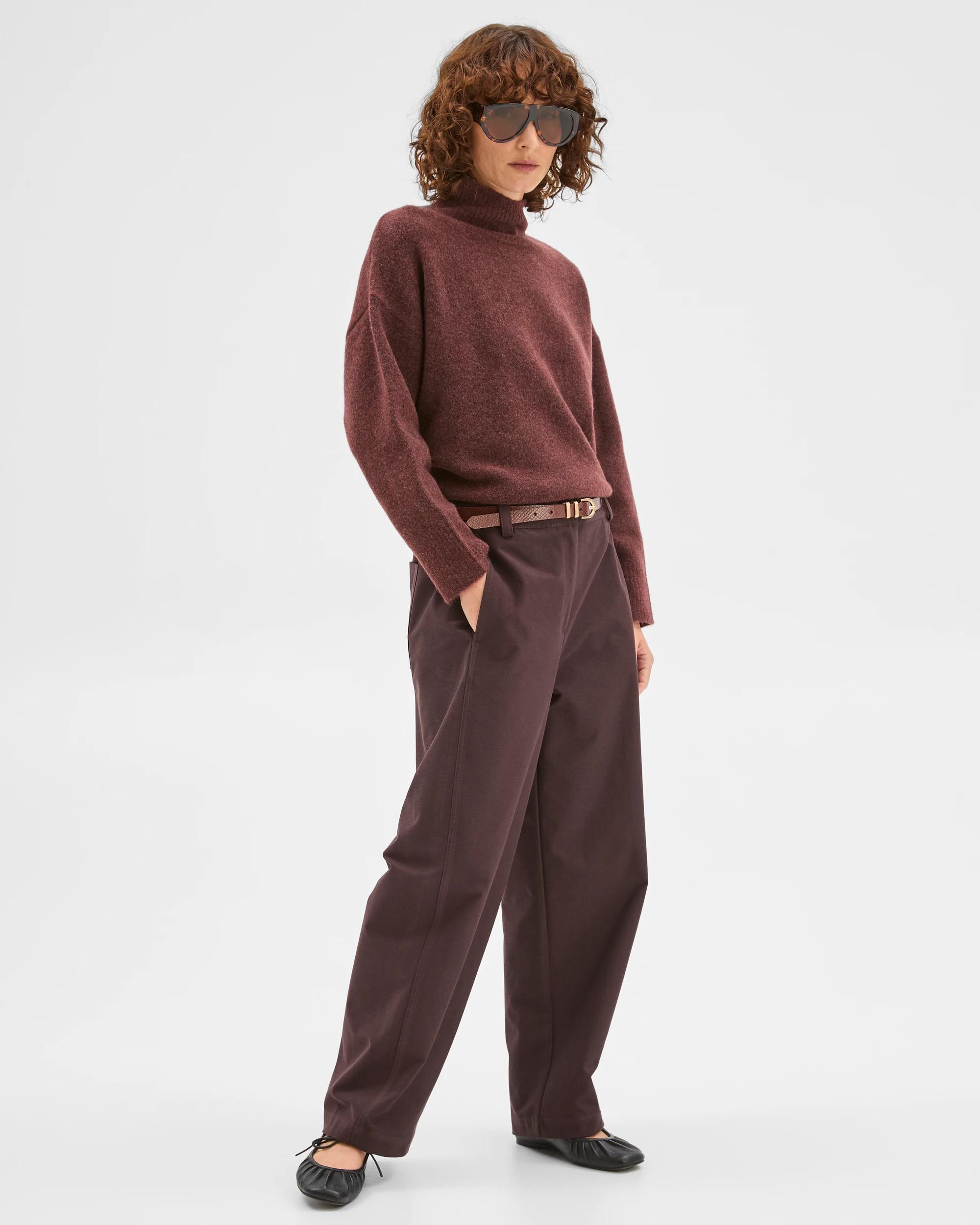 2 Target Woman Relaxed Forward Seam Barrel Leg Pants CHOCOLATE PLUM, 2 of 6