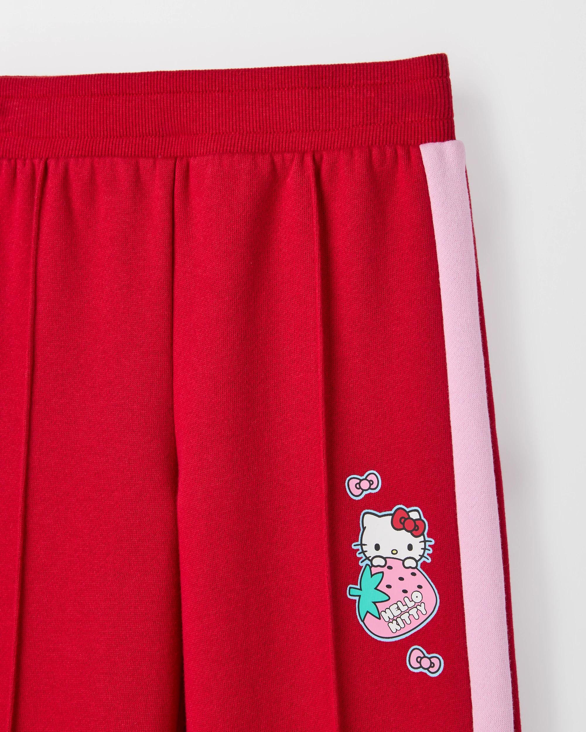6 Hello Kitty Australian Cotton Blend Fleece Trackpants RED/PINK STRIP, 6 of 6